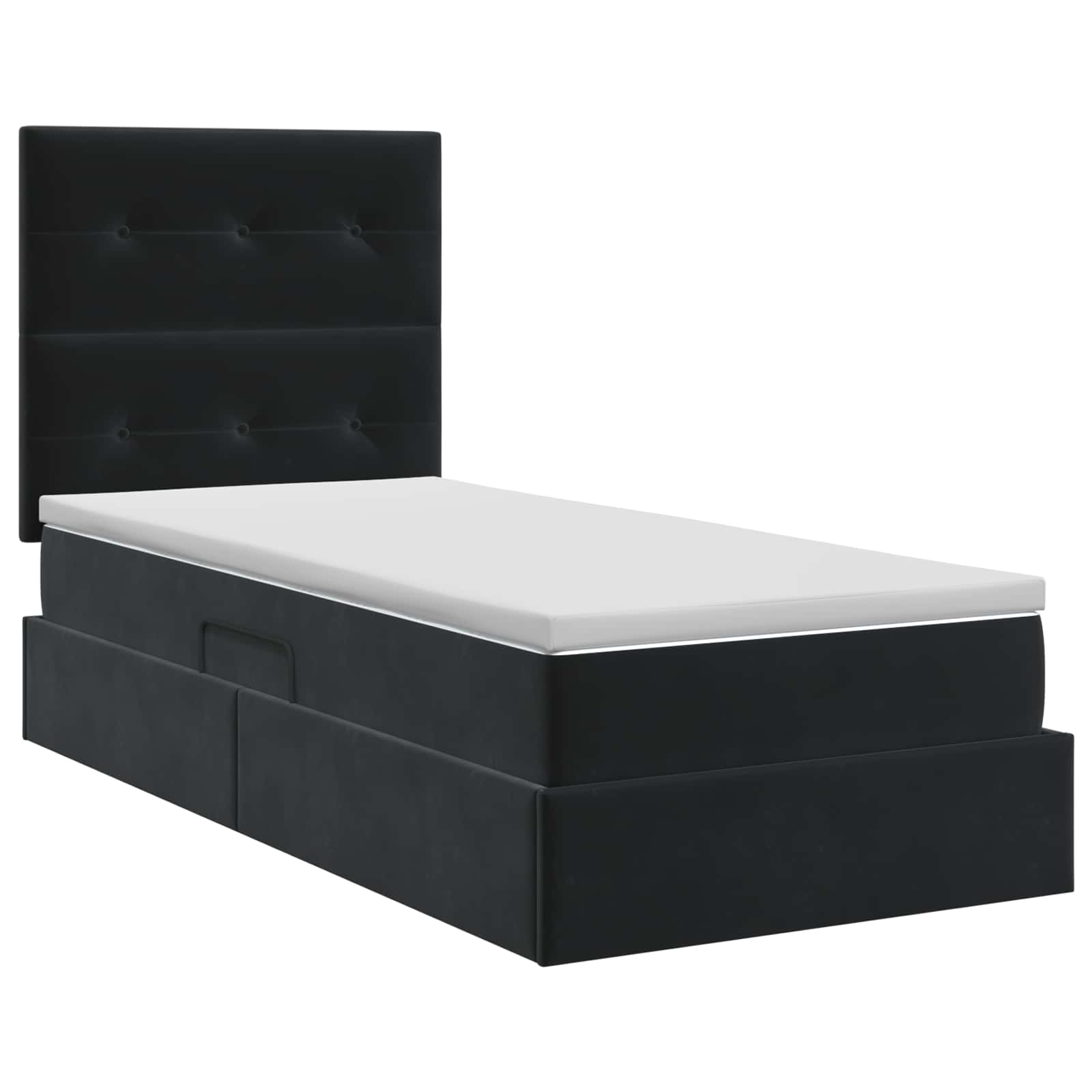 Lit avec rangement et matelas Noir 90 x 200 cm Velours