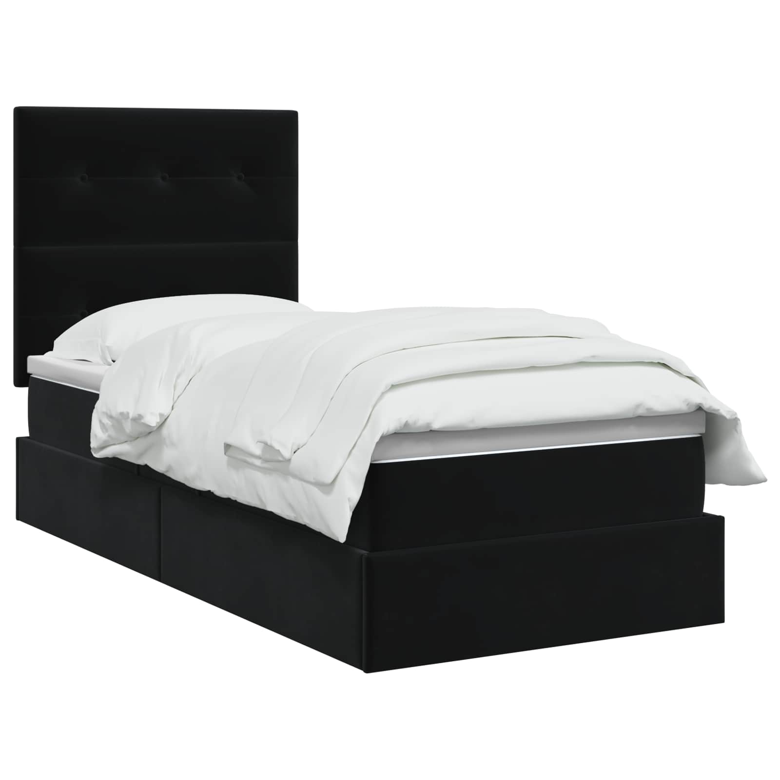 Lit avec rangement et matelas Noir 90 x 200 cm Velours