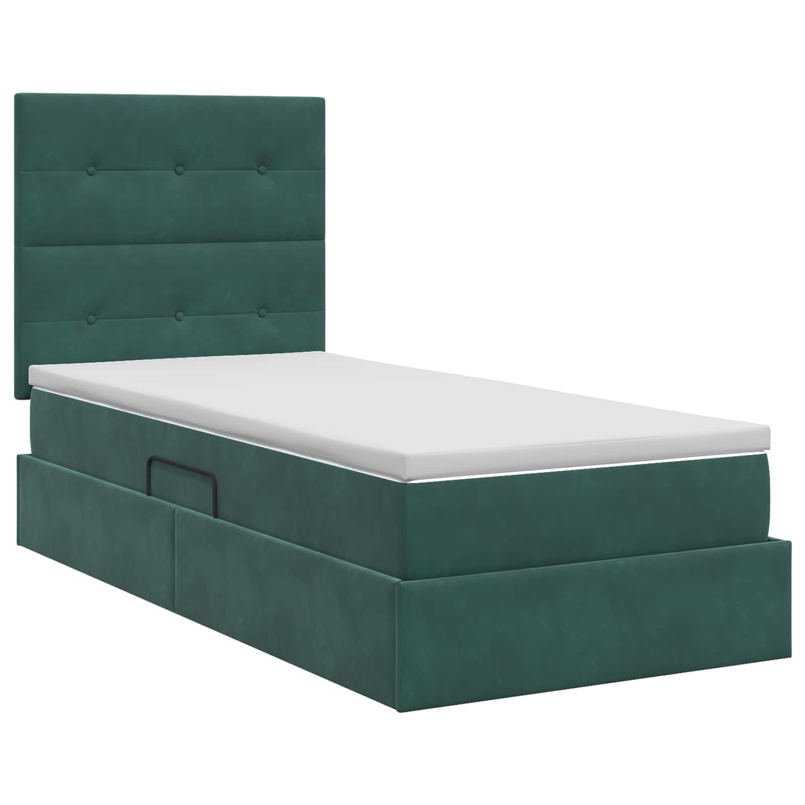 Lit avec rangement et matelas Vert foncé 90 x 200 cm Velours