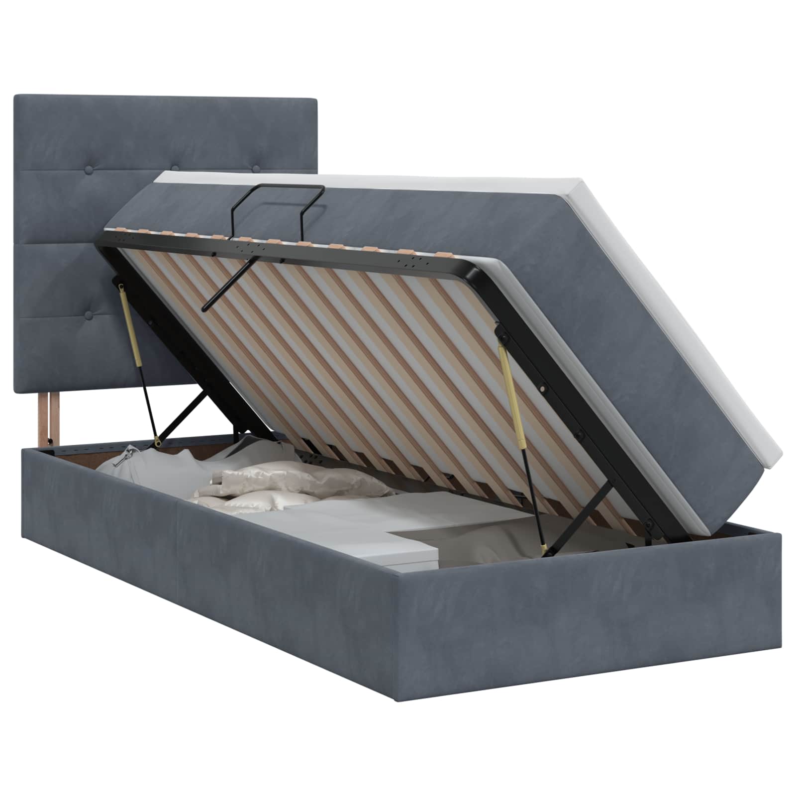 Lit avec rangement et matelas Gris foncé 100 x 200 cm Velours