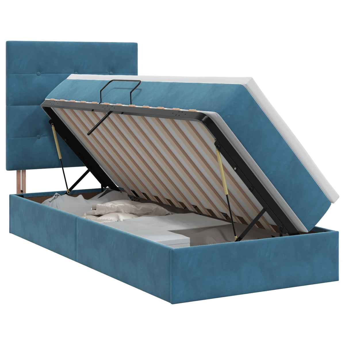 Lit avec rangement et matelas Bleu foncé 100 x 200 cm Velours