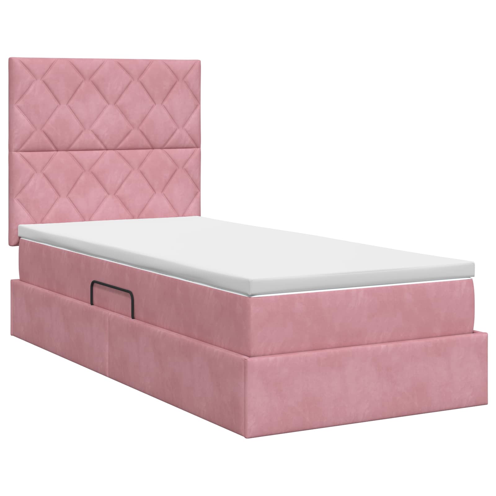 Lit avec rangement et matelas Rose 90 x 190 cm Velours