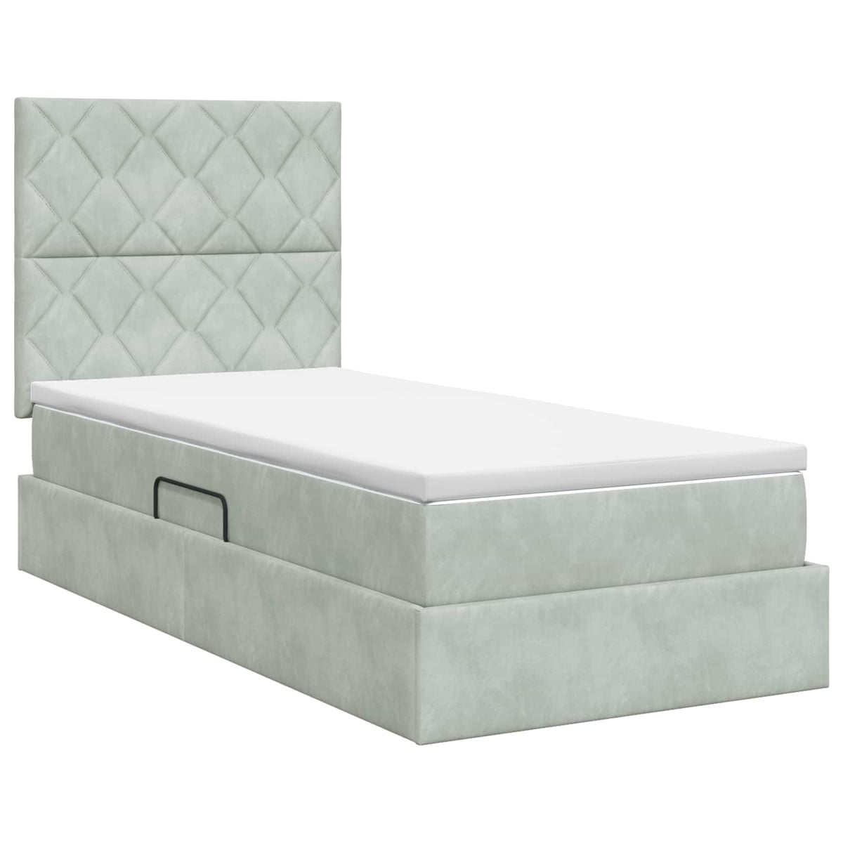 Lit avec rangement et matelas Gris clair 90 x 200 cm Velours