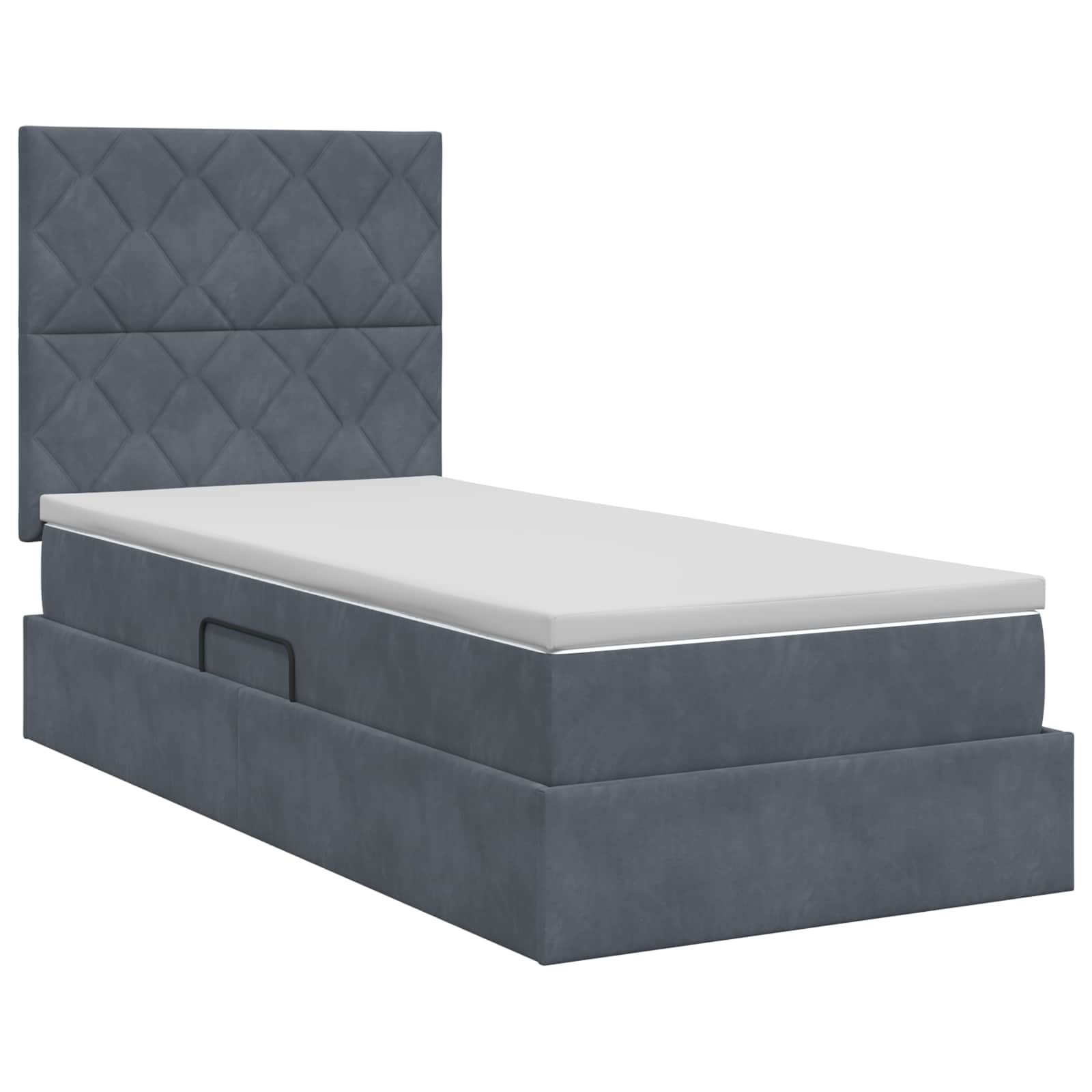 Lit avec rangement et matelas Gris foncé 100 x 200 cm Velours