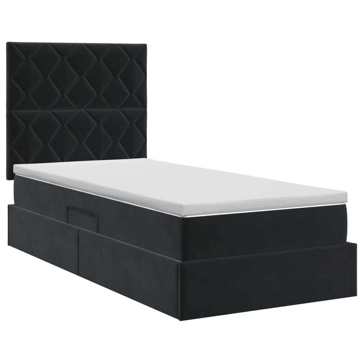 Lit avec rangement et matelas Noir 100 x 200 cm Velours - XIOS