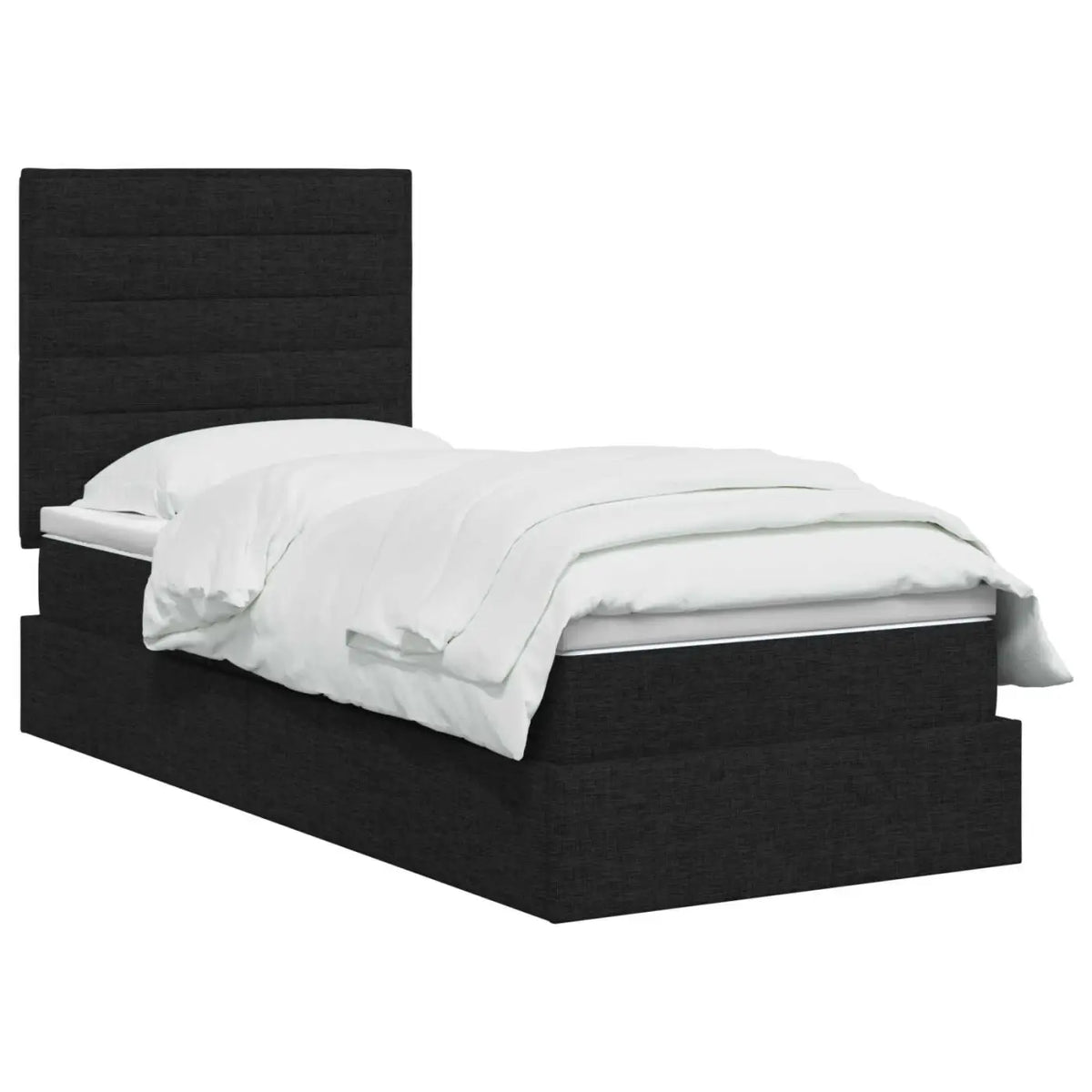 Lit de rangement LED avec matelas Noir 100 x 200 cm Tissu - XIOS