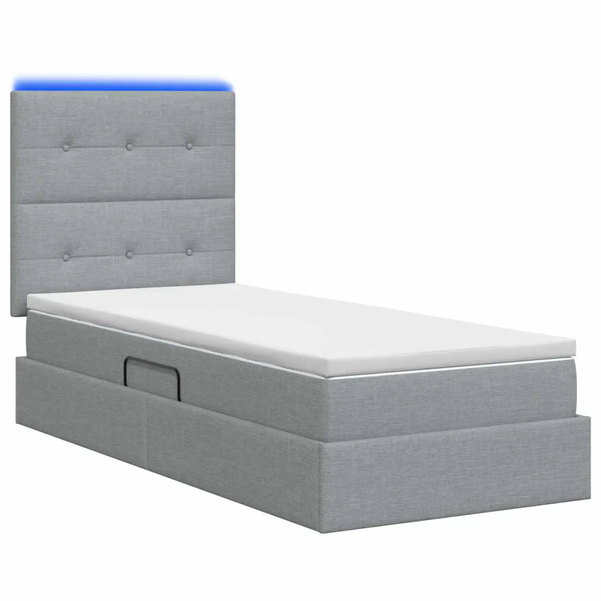 Lit de rangement LED avec matelas Gris clair 90 x 190 cm Tissu - XIOS