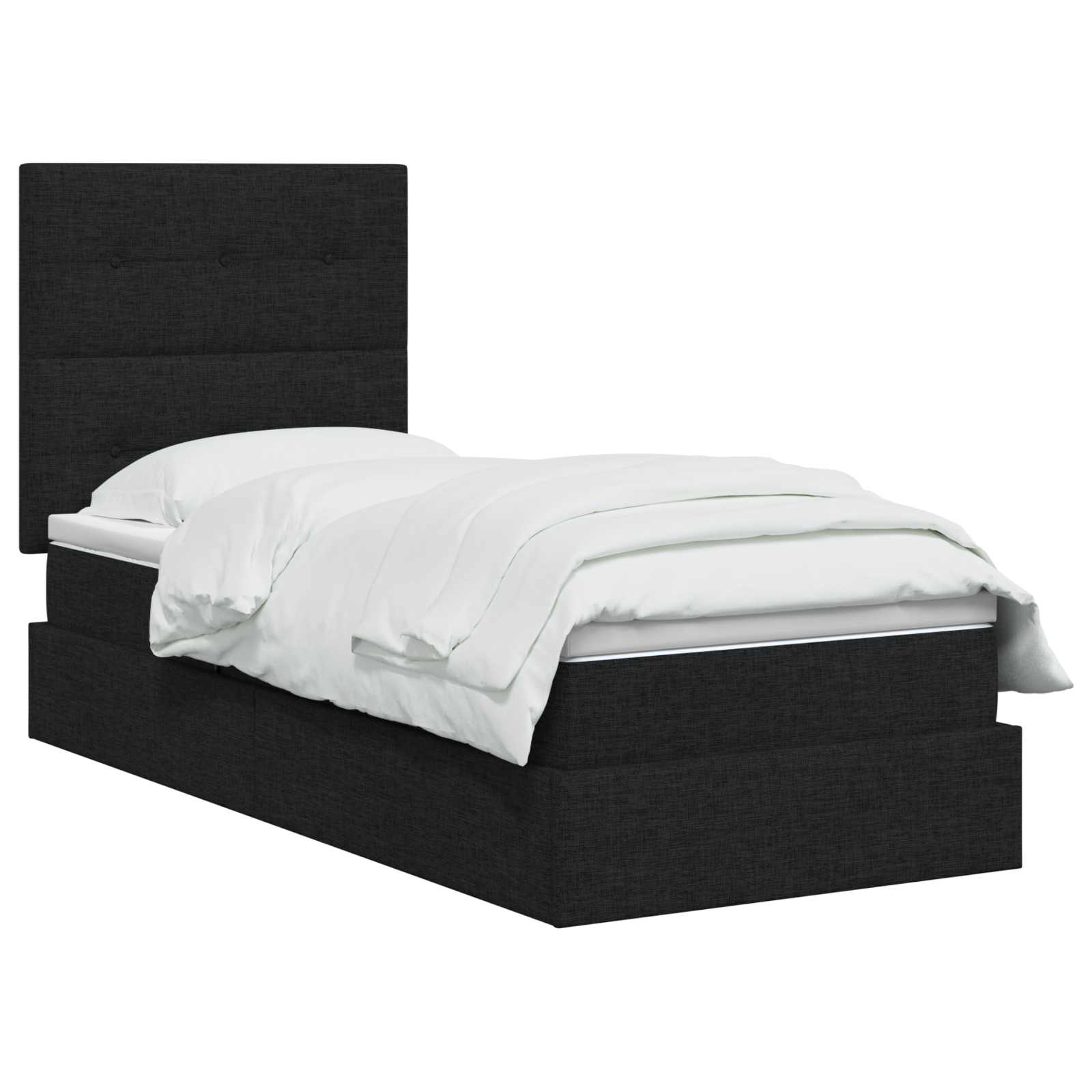 Lit de rangement LED avec matelas Noir 90 x 200 cm Tissu - XIOS