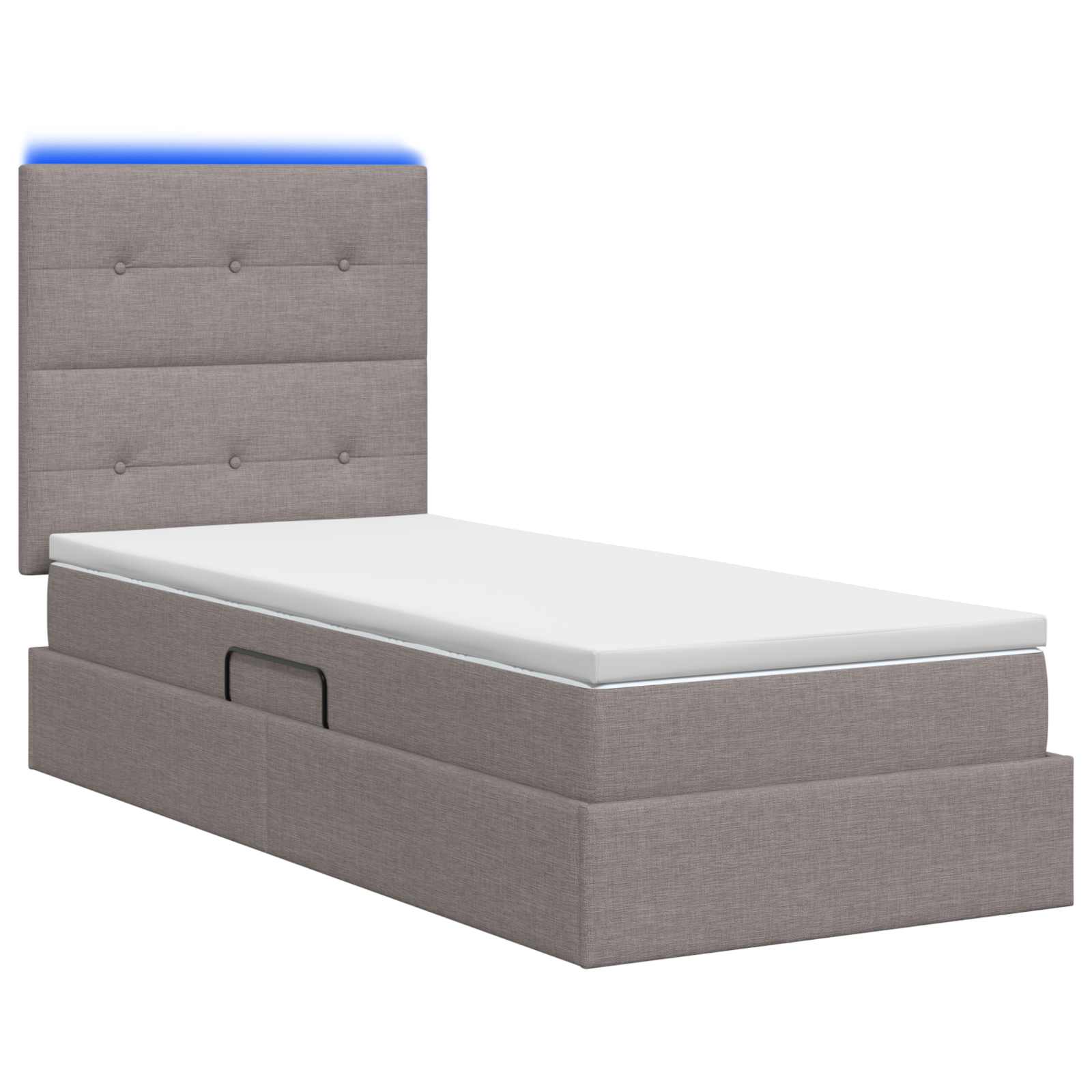 Lit de rangement LED avec matelas Taupe 90 x 200 cm Tissu - XIOS