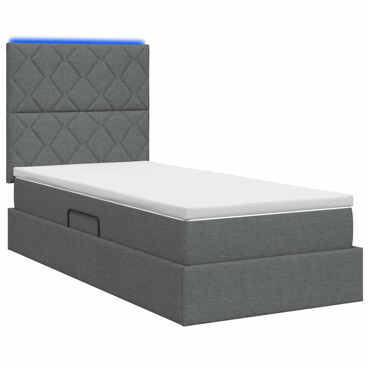 Lit de rangement LED avec matelas Gris foncé 90 x 200 cm Tissu