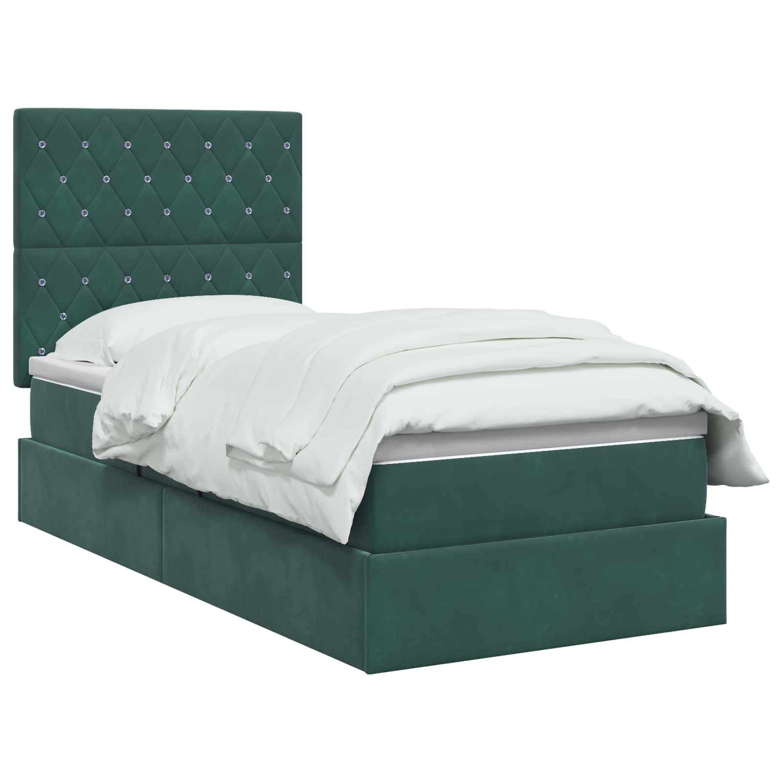 Lit de rangement LED avec matelas Vert foncé 90 x 200 cm