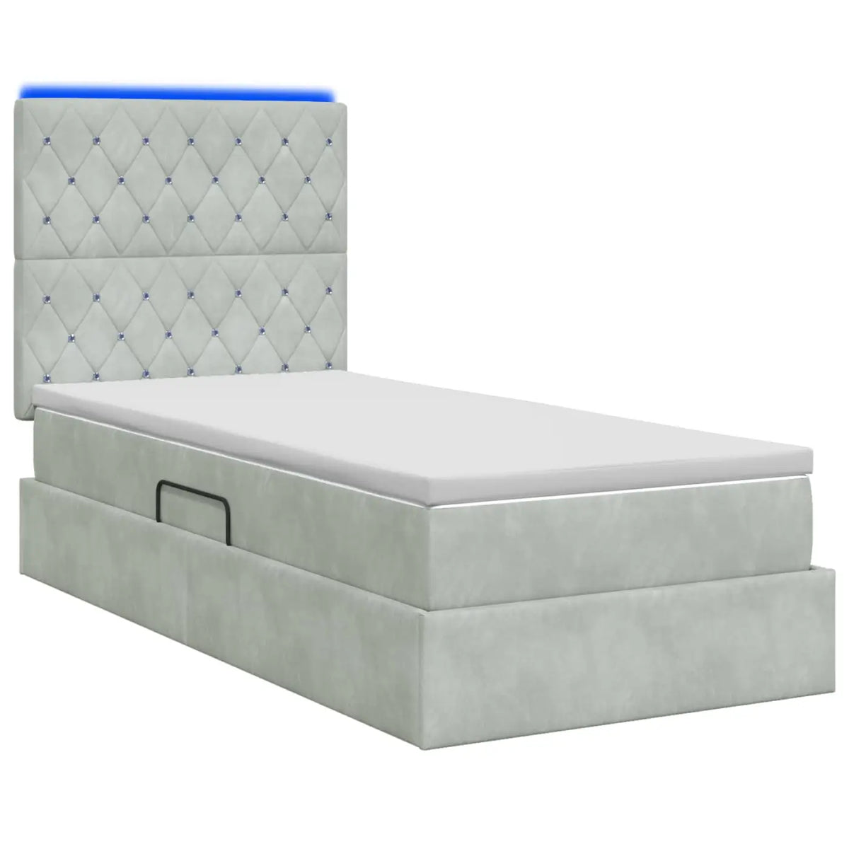 Lit de rangement LED avec matelas Gris clair 100 x 200 cm - XIOS