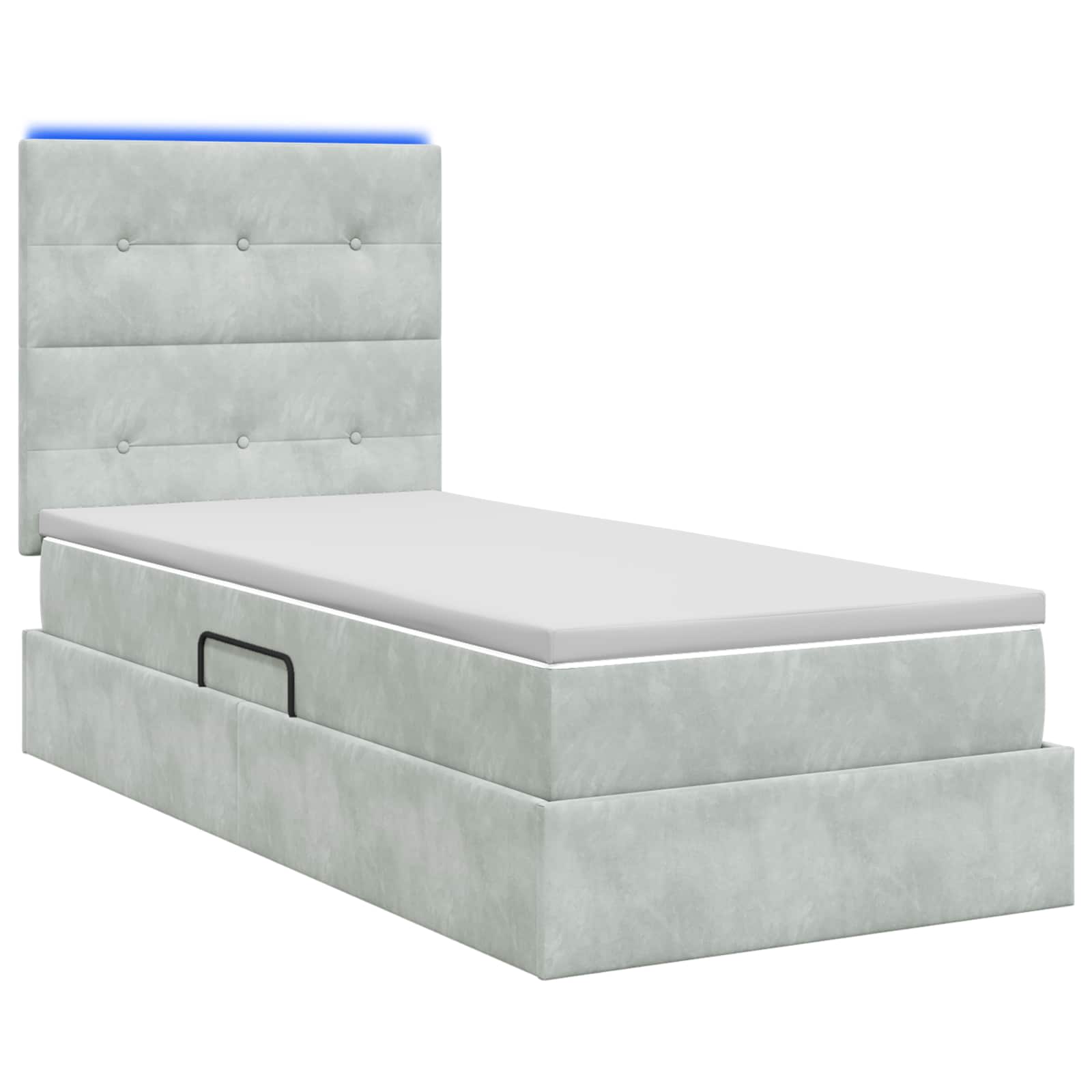 Lit de rangement LED avec matelas Gris clair 90 x 200 cm