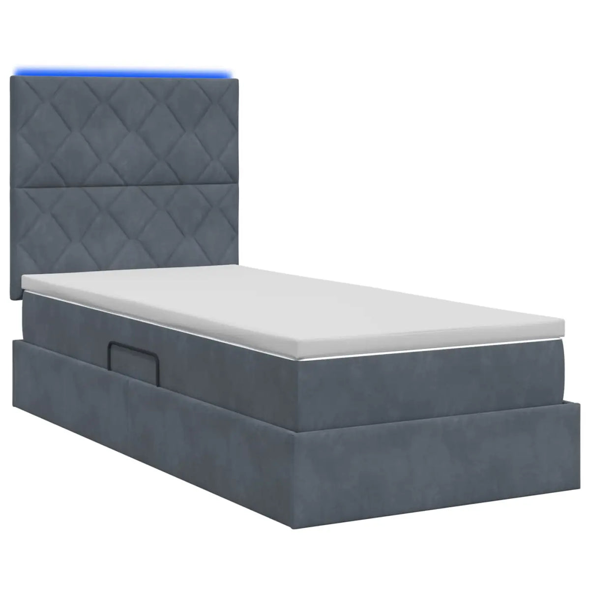 Lit de rangement LED avec matelas Gris foncé 90 x 200 cm - XIOS