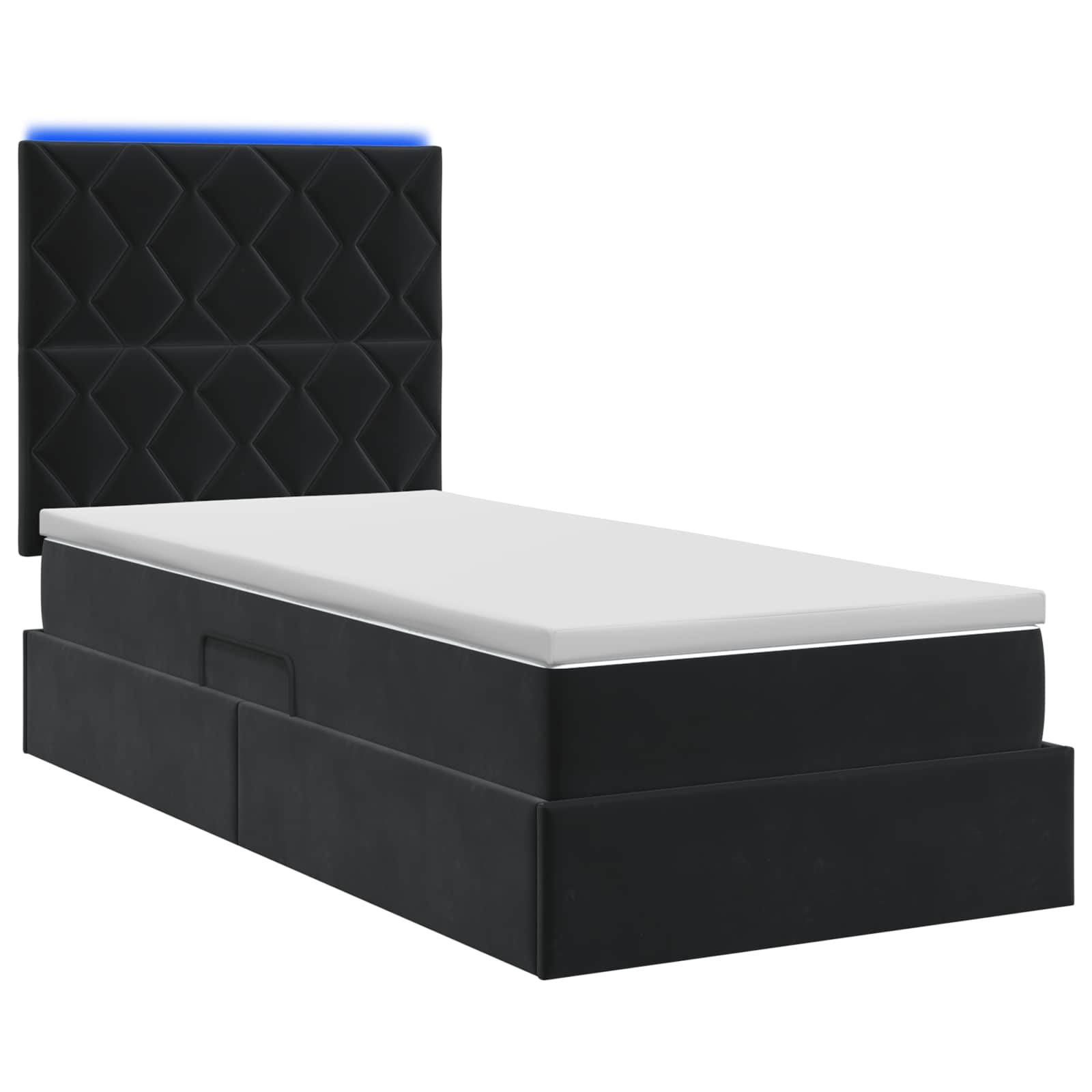 Lit de rangement LED avec matelas Noir 100 x 200 cm Velours