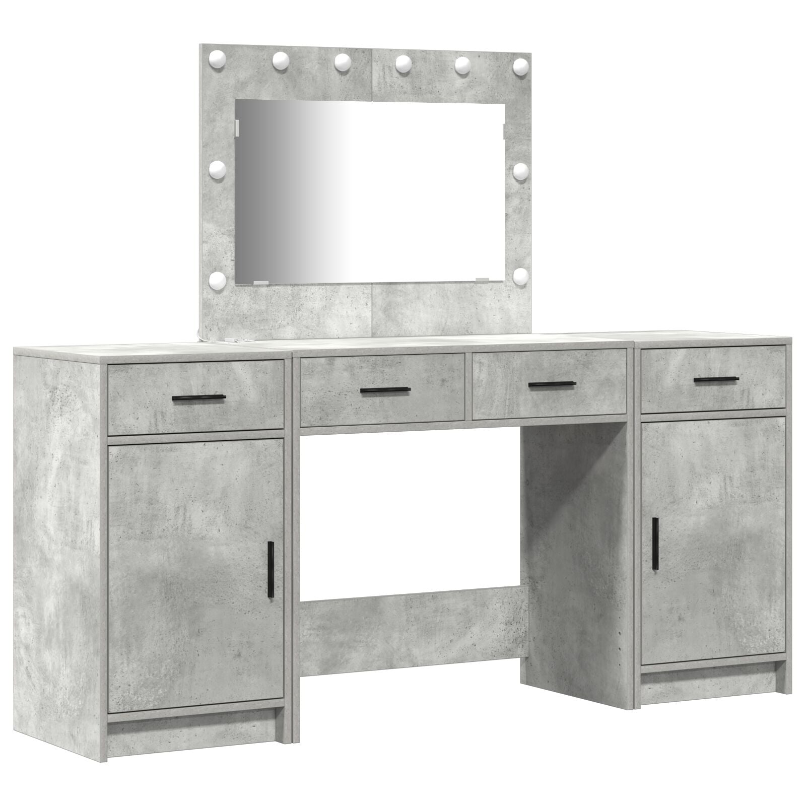 Ensemble de coiffeuse de 3 pièces avec LED en bois d'ingénierie gris béton Coiffeuses vidaXL