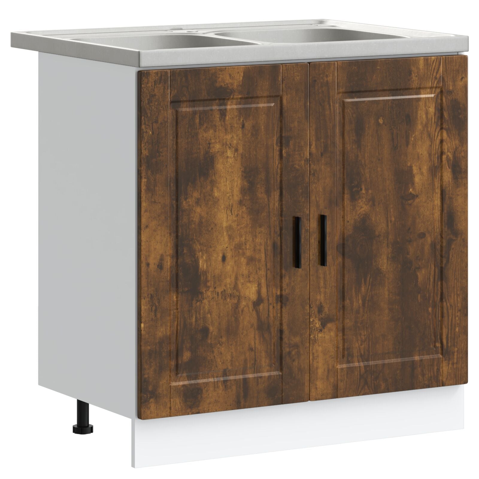 Meuble sous évier vidaXL ""Porto"" avec évier Chêne fumé 80x46x84,5 cm Bois d'ingénierie Meubles de cuisine vidaXL