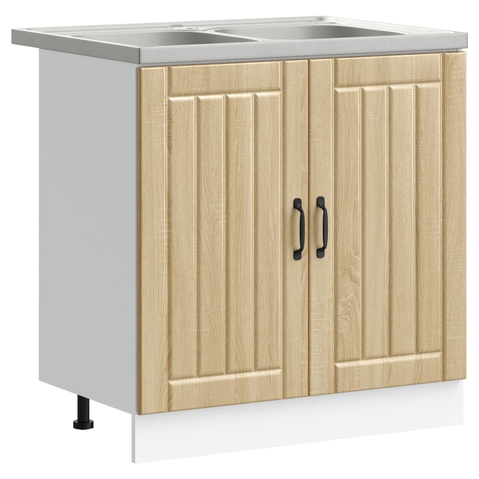 Meuble de cuisine vidaXL ""Lucca"" avec bacs doubles en chêne sonoma en bois d'ingénierie Meubles de cuisine vidaXL