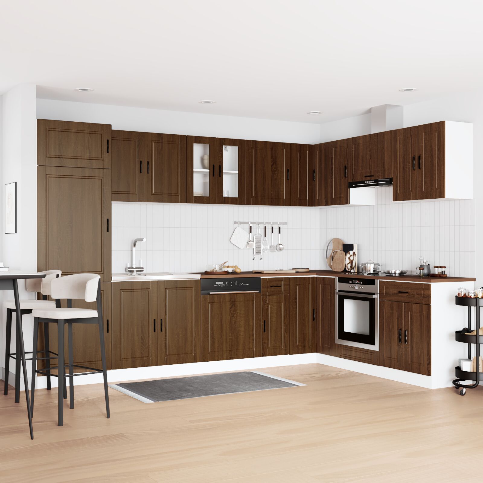 Meuble sous évier vidaXL ""Porto"" avec évier Chêne Brun 80x46x84,5 cm Bois d'ingénierie Meubles de cuisine vidaXL