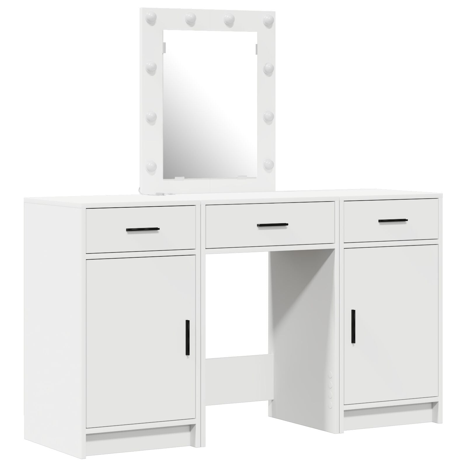 Ensemble de Coiffeuse 3 Pièces avec Éclairage LED en Bois d'Ingénierie Blanc Coiffeuses vidaXL