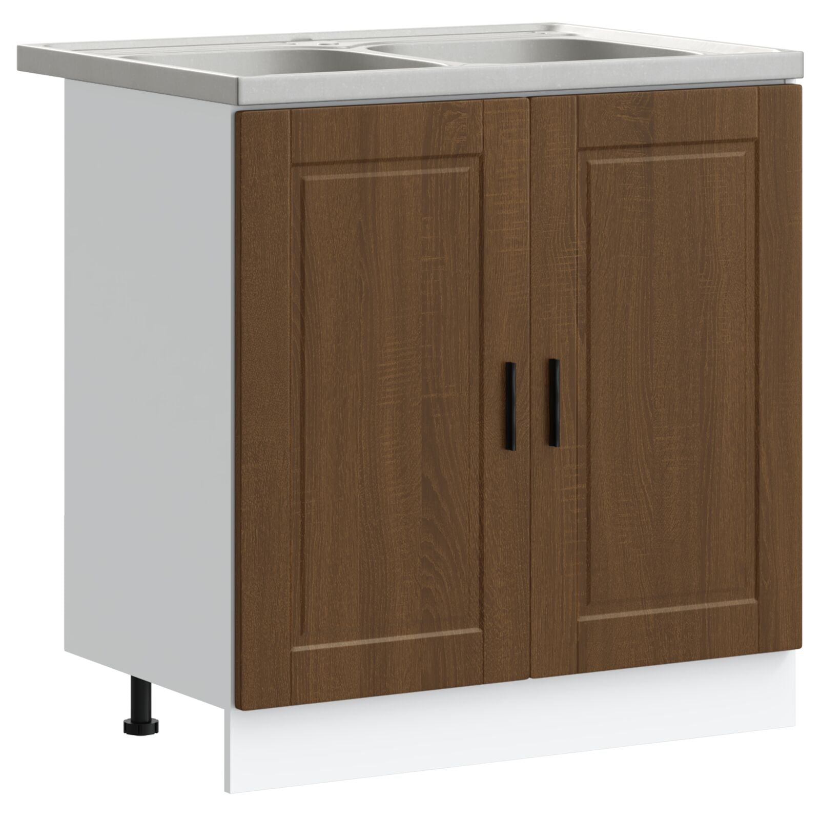 Meuble sous évier vidaXL ""Porto"" avec évier Chêne Brun 80x46x84,5 cm Bois d'ingénierie Meubles de cuisine vidaXL