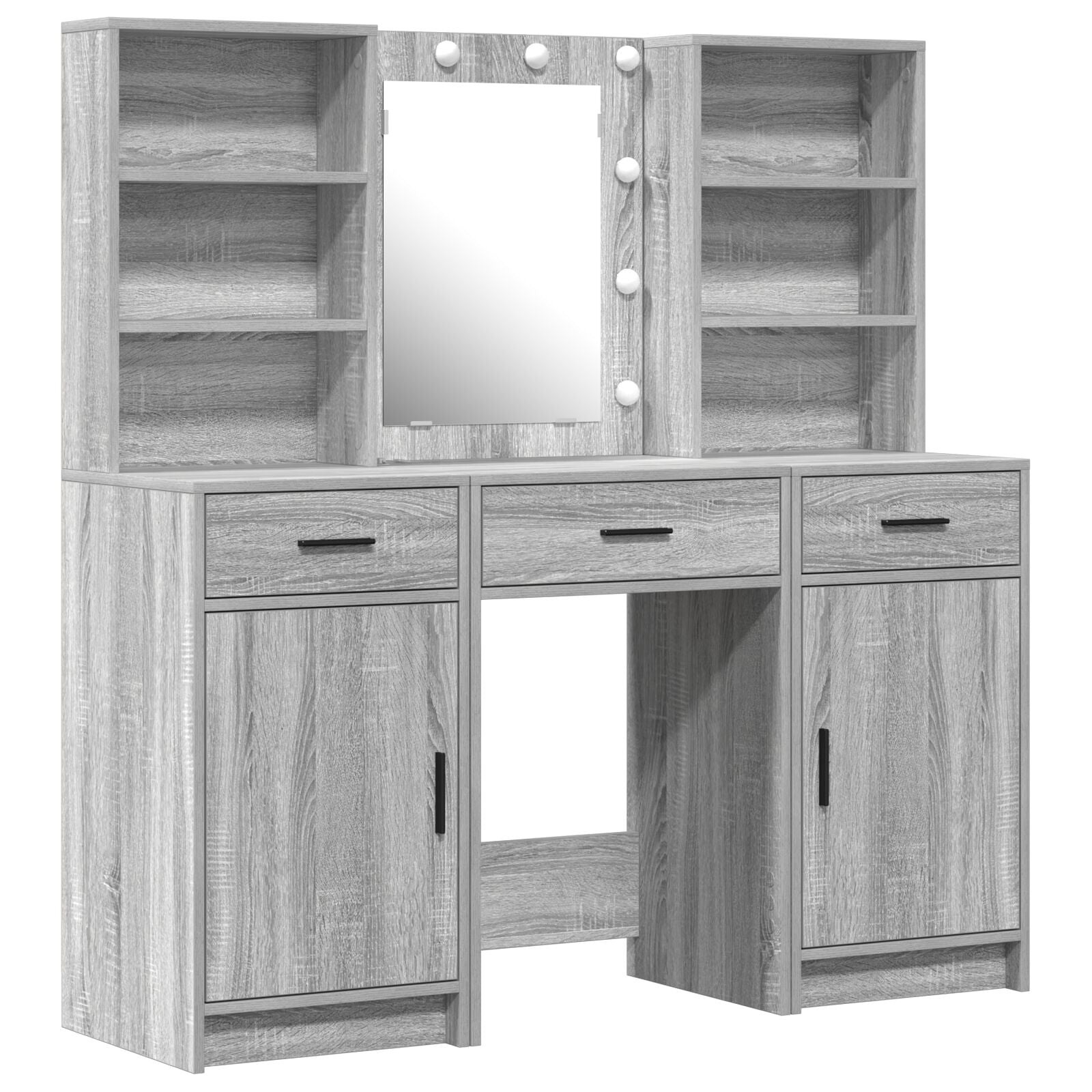 Ensemble de meuble de coiffeuse 3 pièces vidaXL - Bois d'ingénierie gris Sonoma Coiffeuses vidaXL
