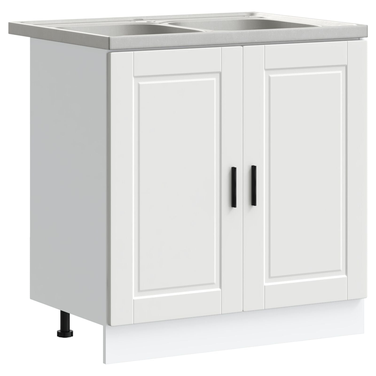 Armoire de lavabo vidaXL ""Porto"" avec évier blanc 80x46x84,5 cm en bois d'ingénierie Meubles de cuisine vidaXL