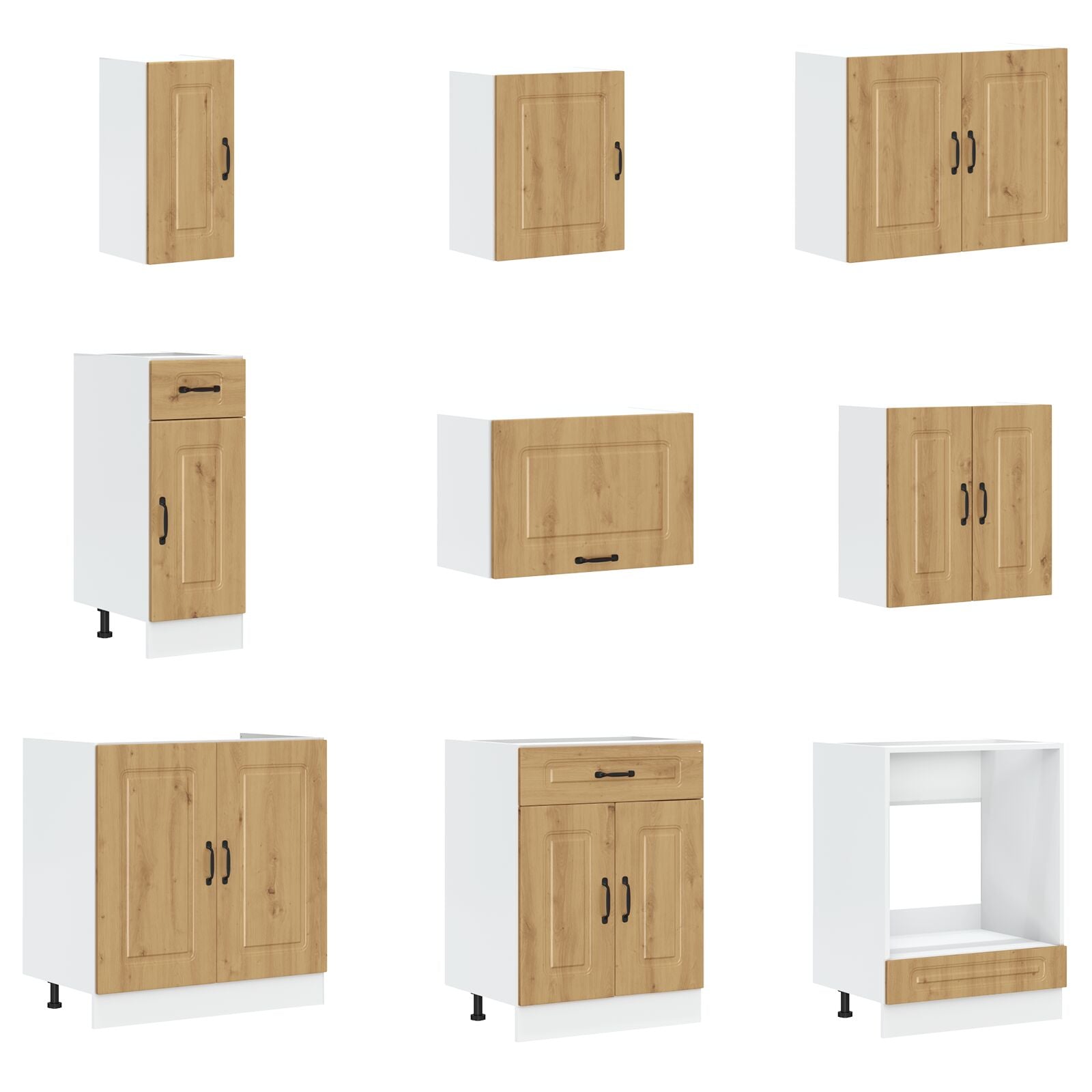 Meuble de cuisine vidaXL ""Kalmar"" avec doubles éviers en chêne artisan, bois d'ingénierie Meubles de cuisine vidaXL