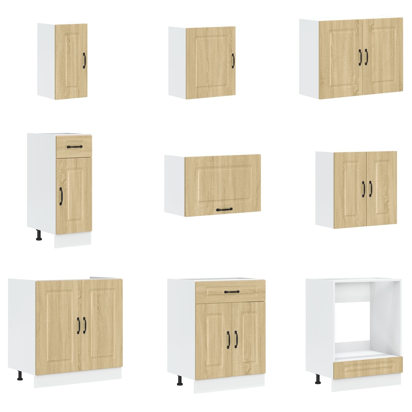 Meuble de cuisine vidaXL ""Kalmar"" avec doubles éviers en chêne sonoma en bois d'ingénierie Meubles de cuisine vidaXL