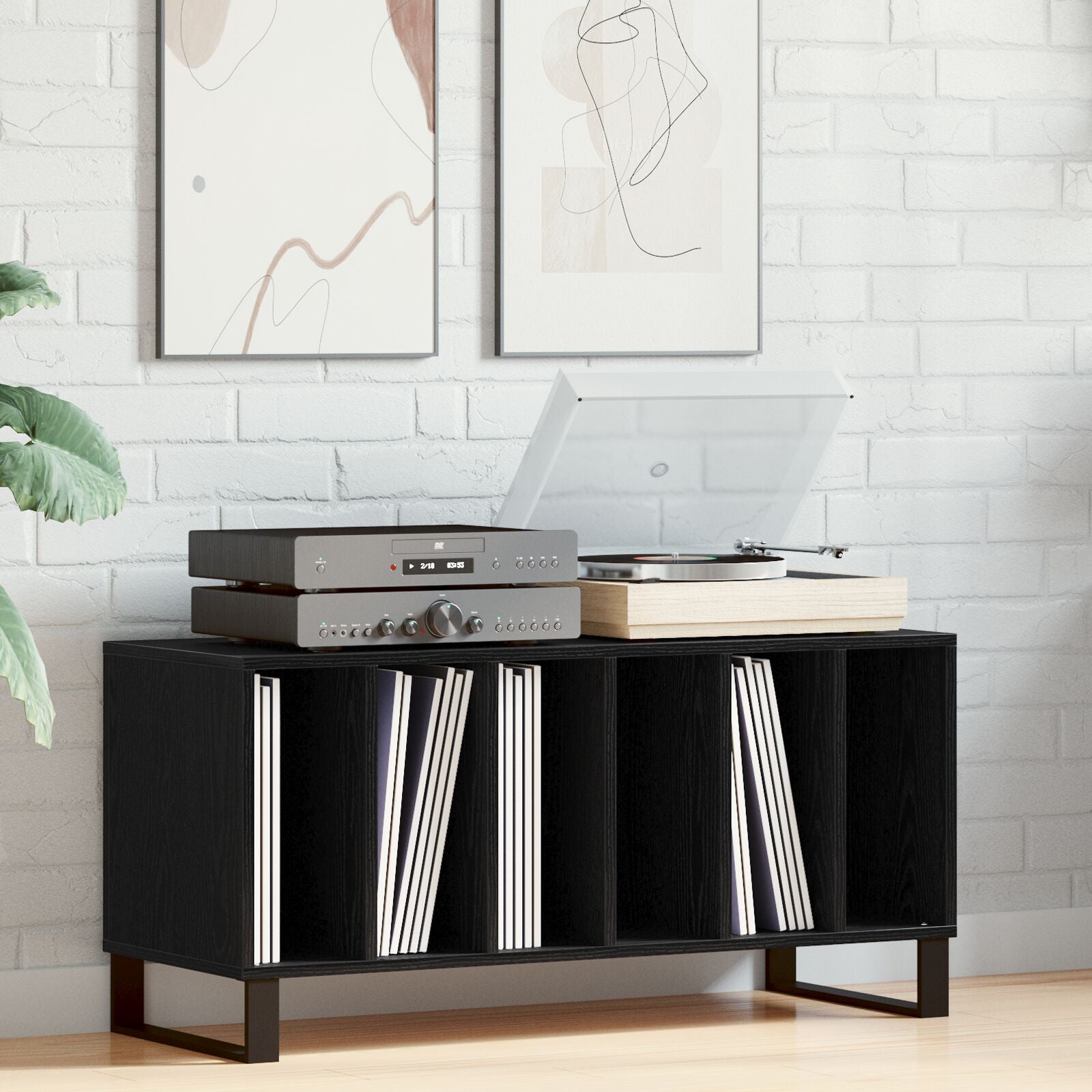 Buffet à enregistrement vidaXL Noir Chêne 100x38x48 cm Bois d'ingénierie Fixations & meubles de rangement multimédia vidaXL