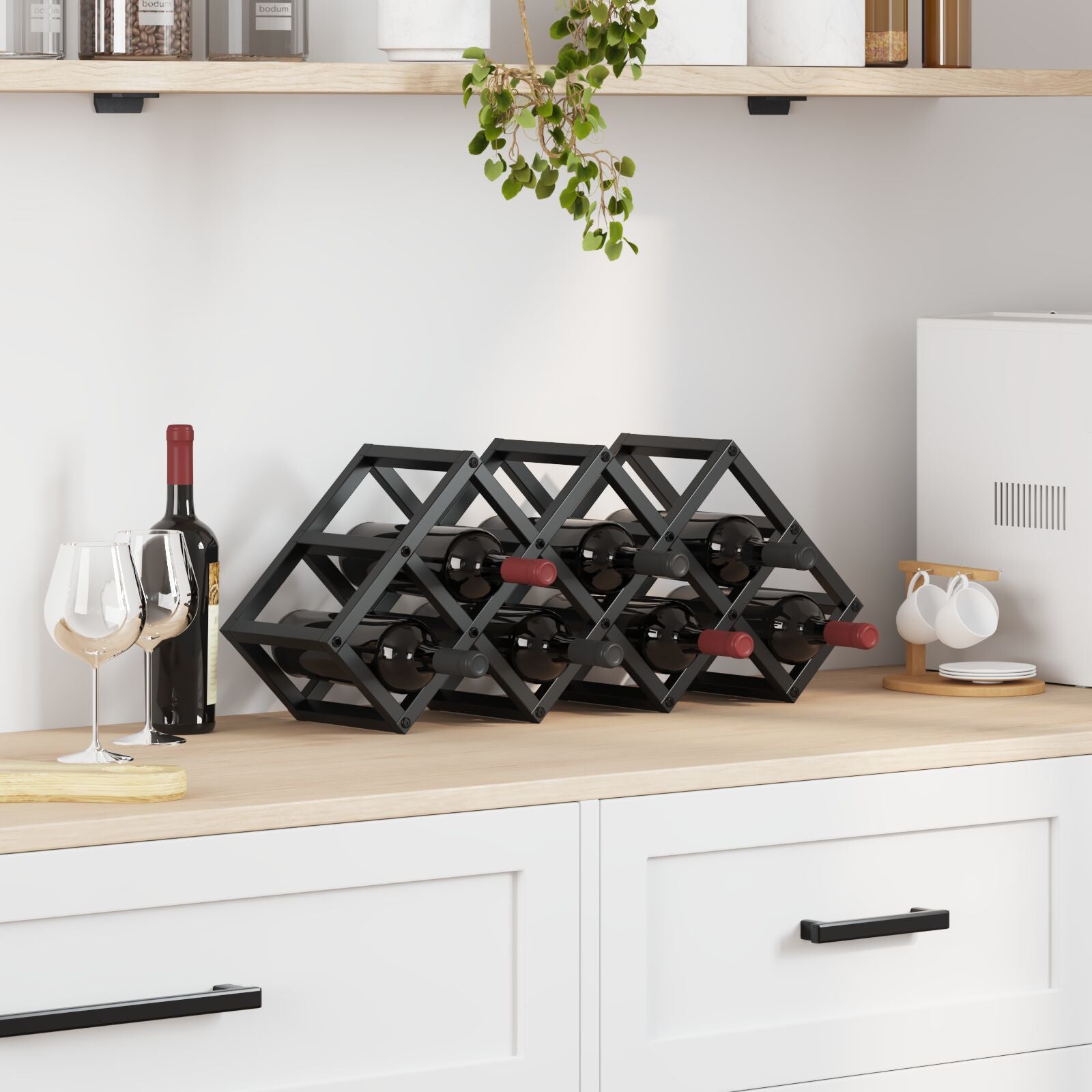 Râtelier à vin vidaXL pour 9 bouteilles, 63 x 16,5 x 25 cm, en acier avec revêtement en poudre Casiers à bouteilles vidaXL
