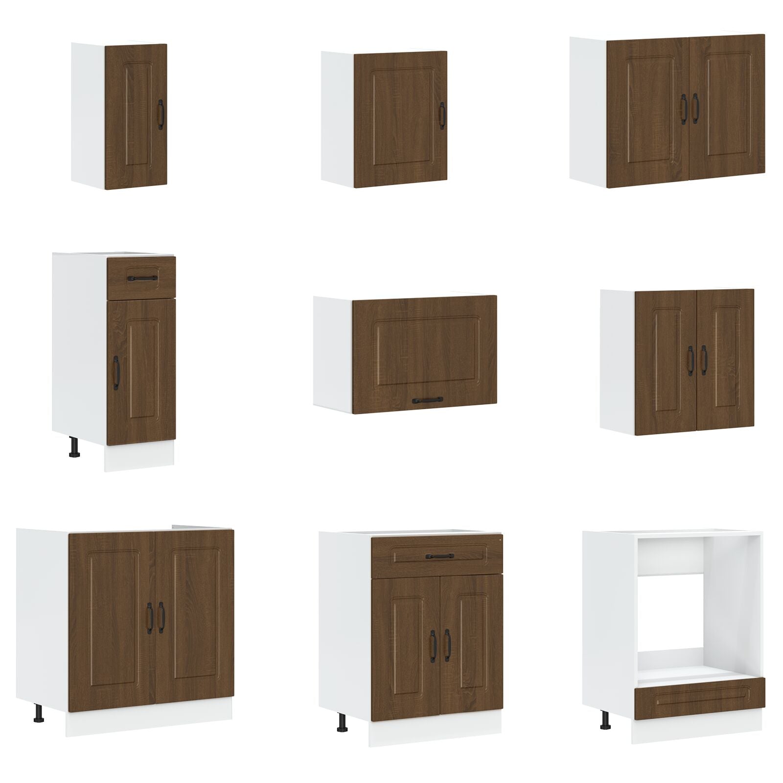Meuble de cuisine vidaXL ""Kalmar"" avec doubles éviers en bois d oak Meubles de cuisine vidaXL
