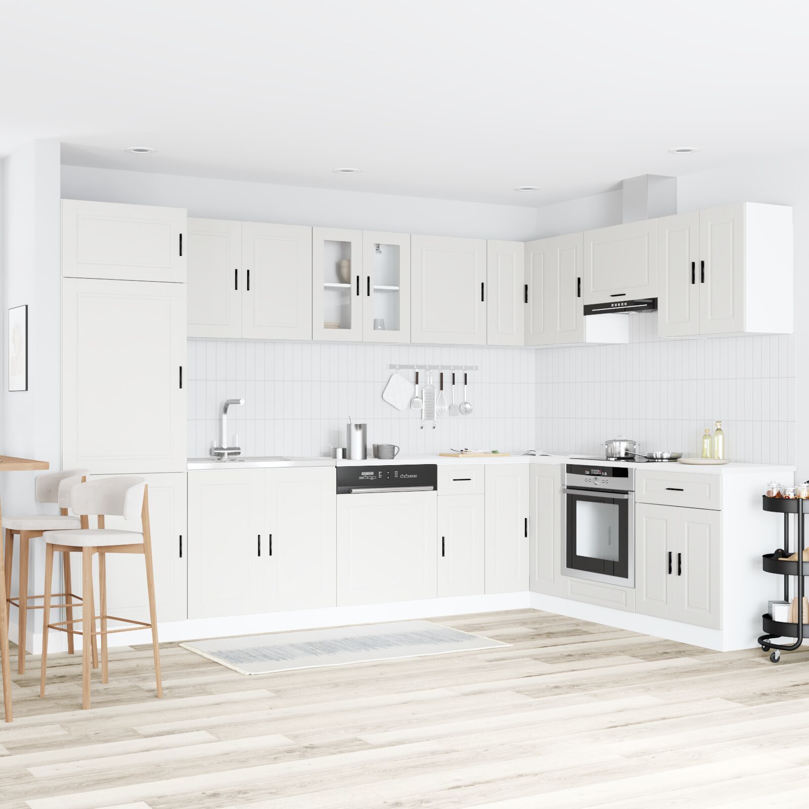 Armoire de lavabo vidaXL ""Porto"" avec évier blanc 80x46x84,5 cm en bois d'ingénierie Meubles de cuisine vidaXL