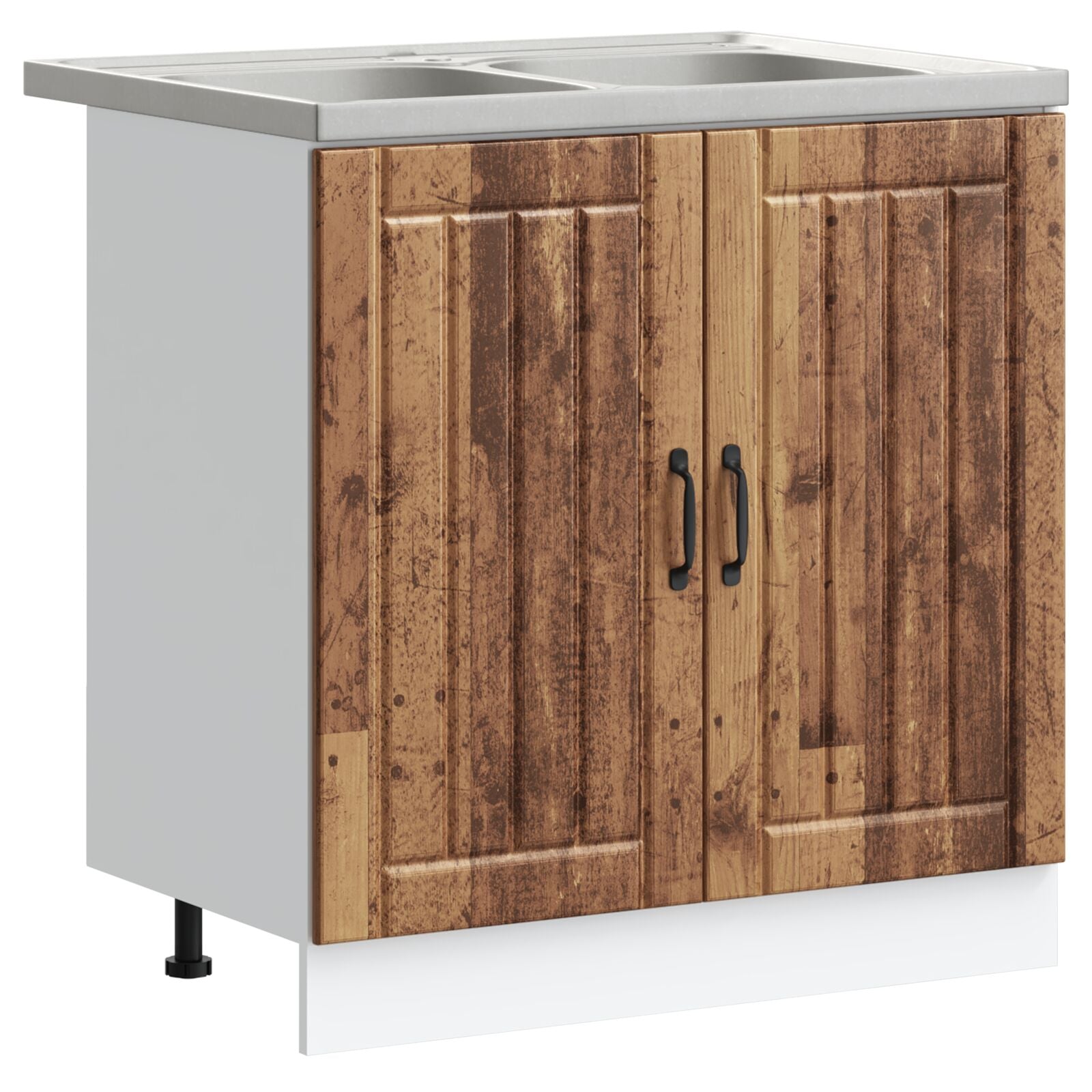 Meuble de cuisine 'Lucca' avec éviers doubles - Bois ancien, Bois d'ingénierie Meubles de cuisine vidaXL