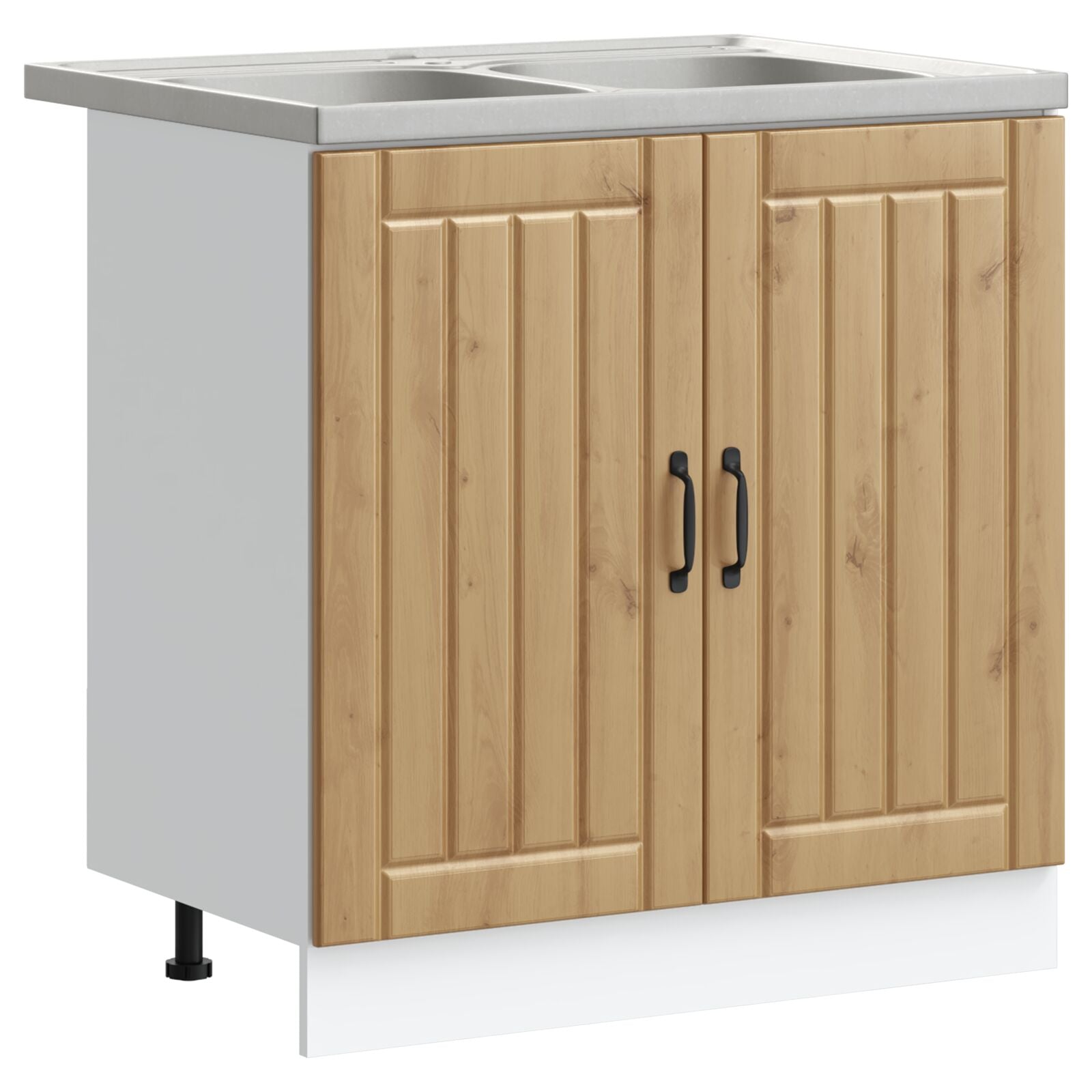 Meuble de cuisine vidaXL ""Lucca"" avec double éviers en chêne fabriqué en bois d'ingénierie Meubles de cuisine vidaXL