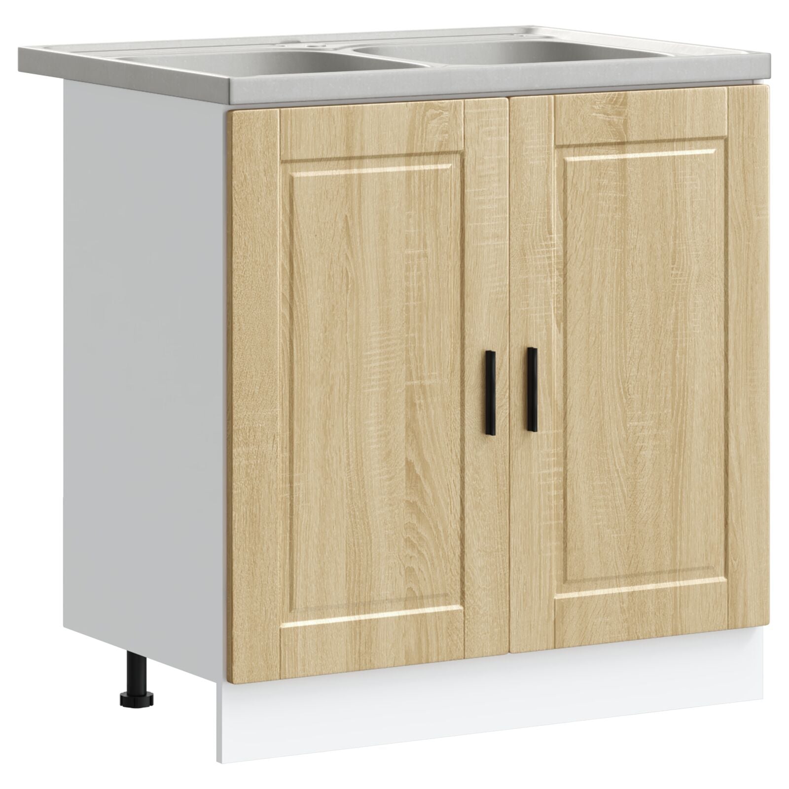 Meuble sous évier vidaXL 'Porto' avec un évier en chêne sonoma, dimensions 80x46x84,5 cm, en bois d'ingénierie Meubles de cuisine vidaXL
