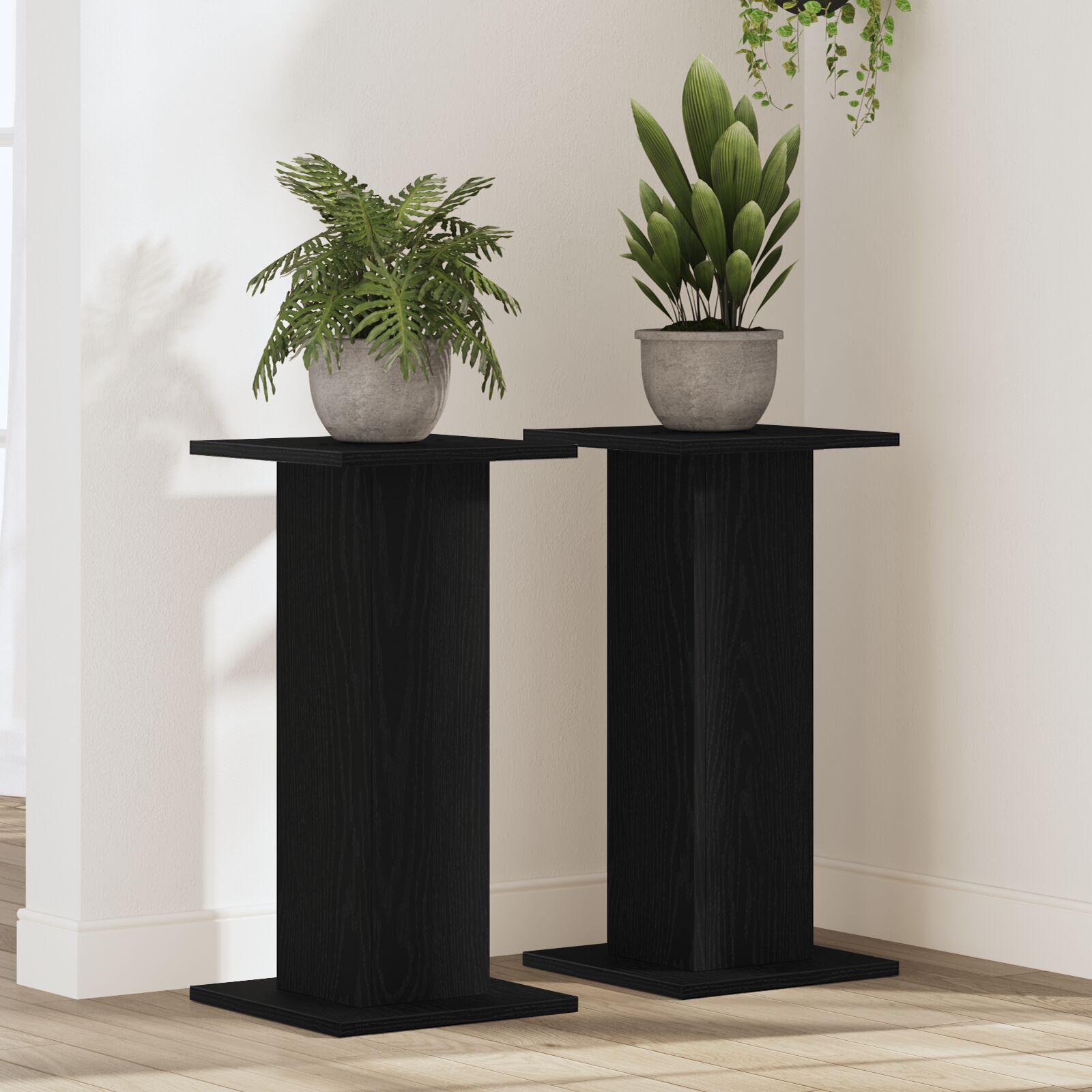 Supports de haut-parleurs vidaXL 2 pcs Chêne noir 30x30x60 cm Bois d'ingénierie Armoires vidaXL