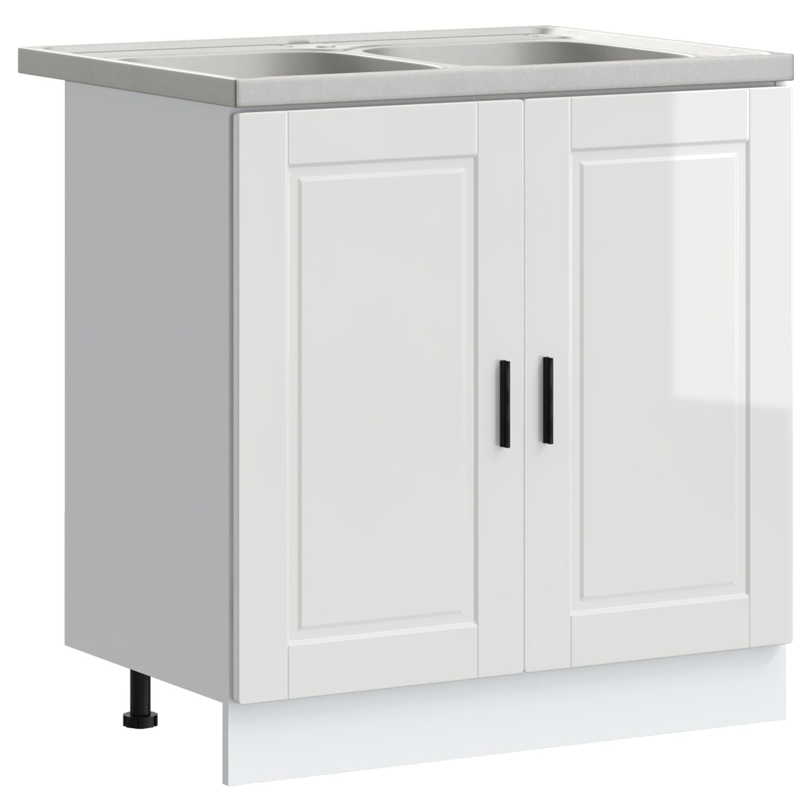 Meuble sous lavabo vidaXL ""Porto"" avec lavabo en haute brillance blanche 80x46x84,5 cm en bois d'ingénierie Meubles de cuisine vidaXL