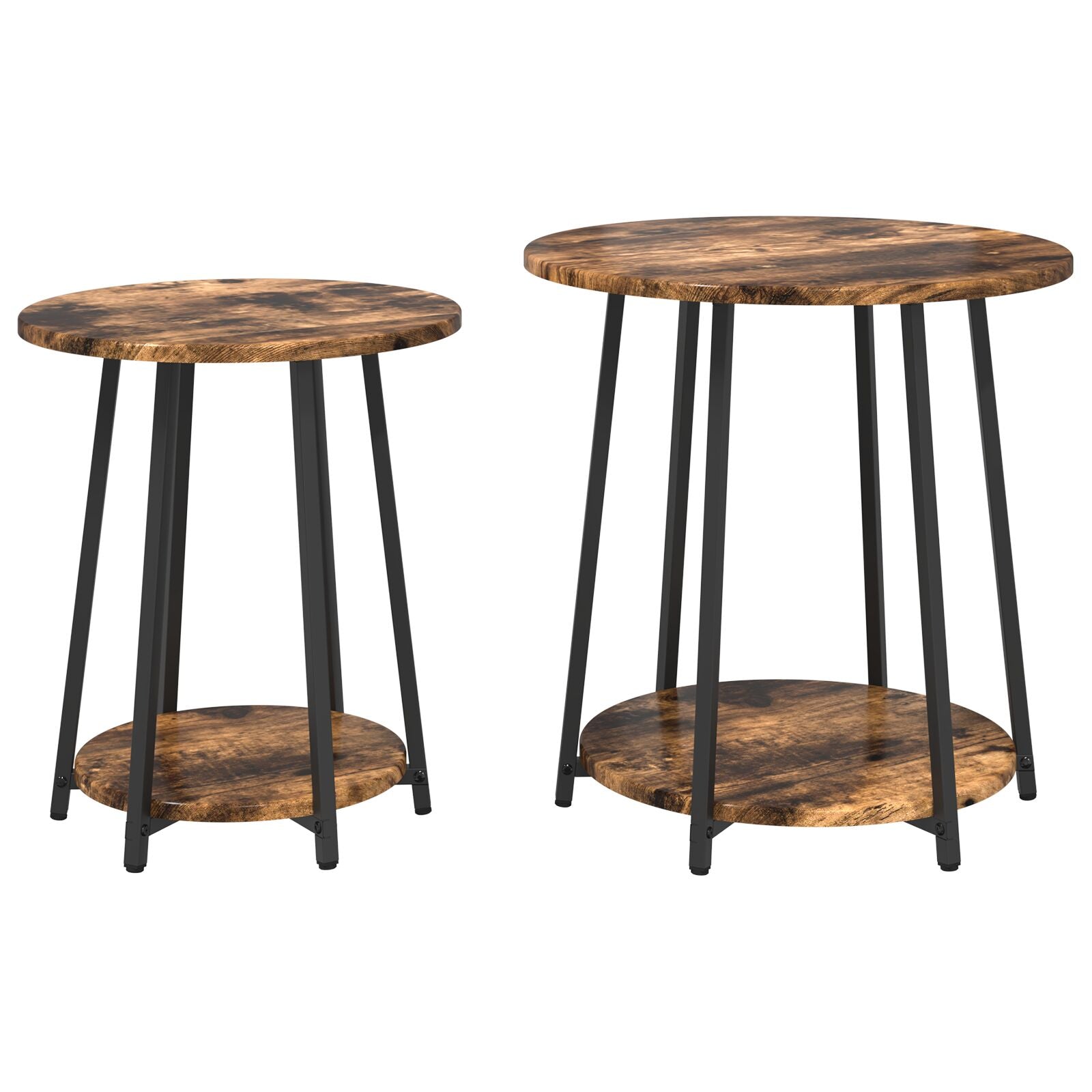 Table d'appoint vidaXL 2 pcs en chêne fumé, bois d'ingénierie et métal Tables d'appoint vidaXL