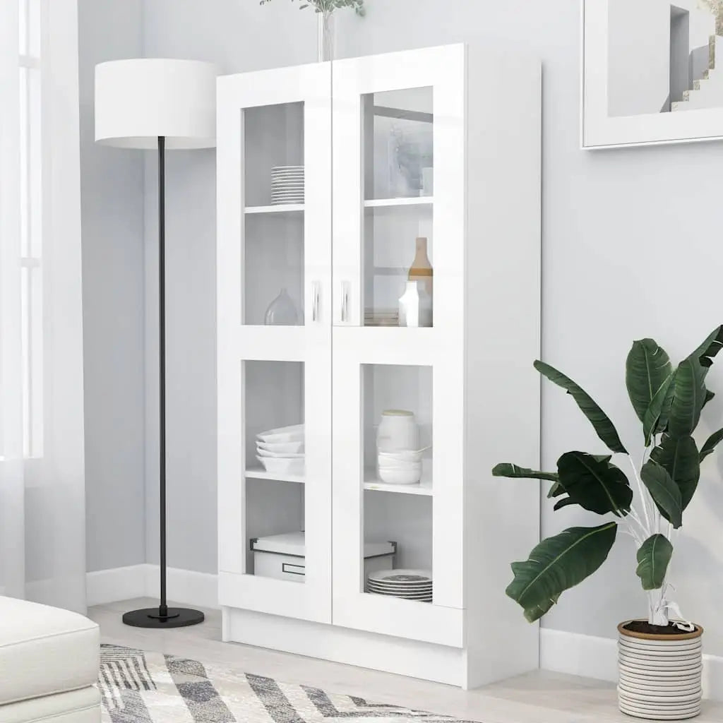 Armoire à vitrine Blanc 82,5x30,5x150 cm Bois d’ingénierie - XIOS
