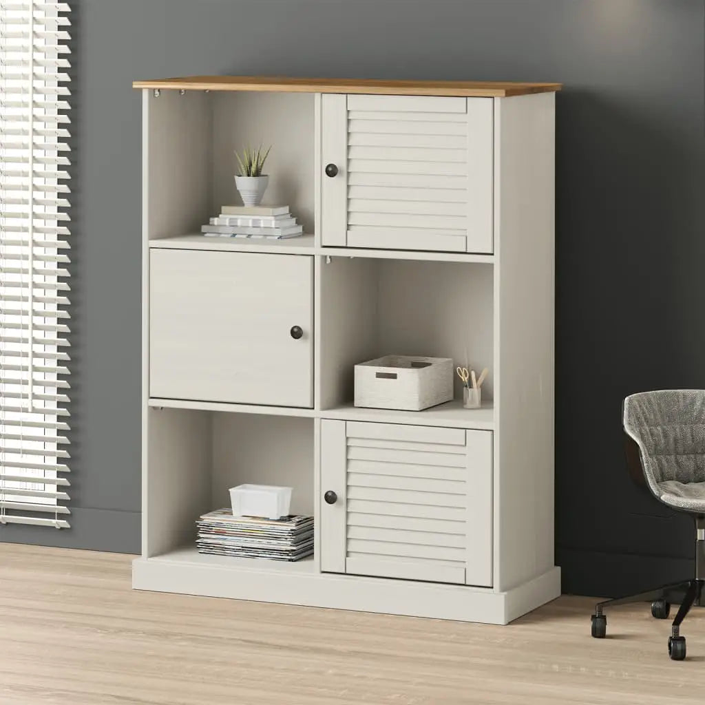 Bibliothèque VIGO blanc 90x35x114,5 cm bois massif de pin - XIOS