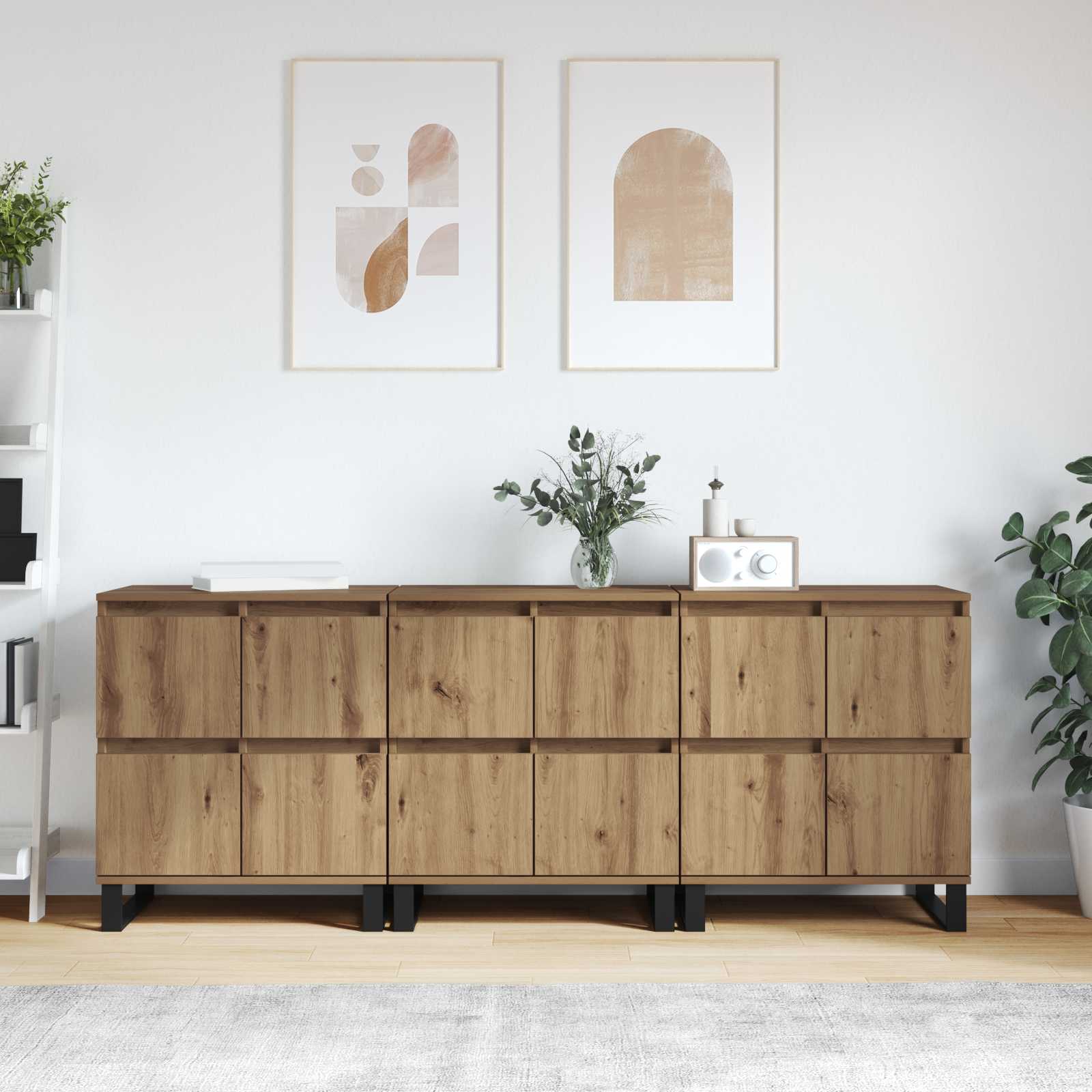 Buffet 3 pc Chêne artisanal 60 x 35 x 70 cm - XIOS