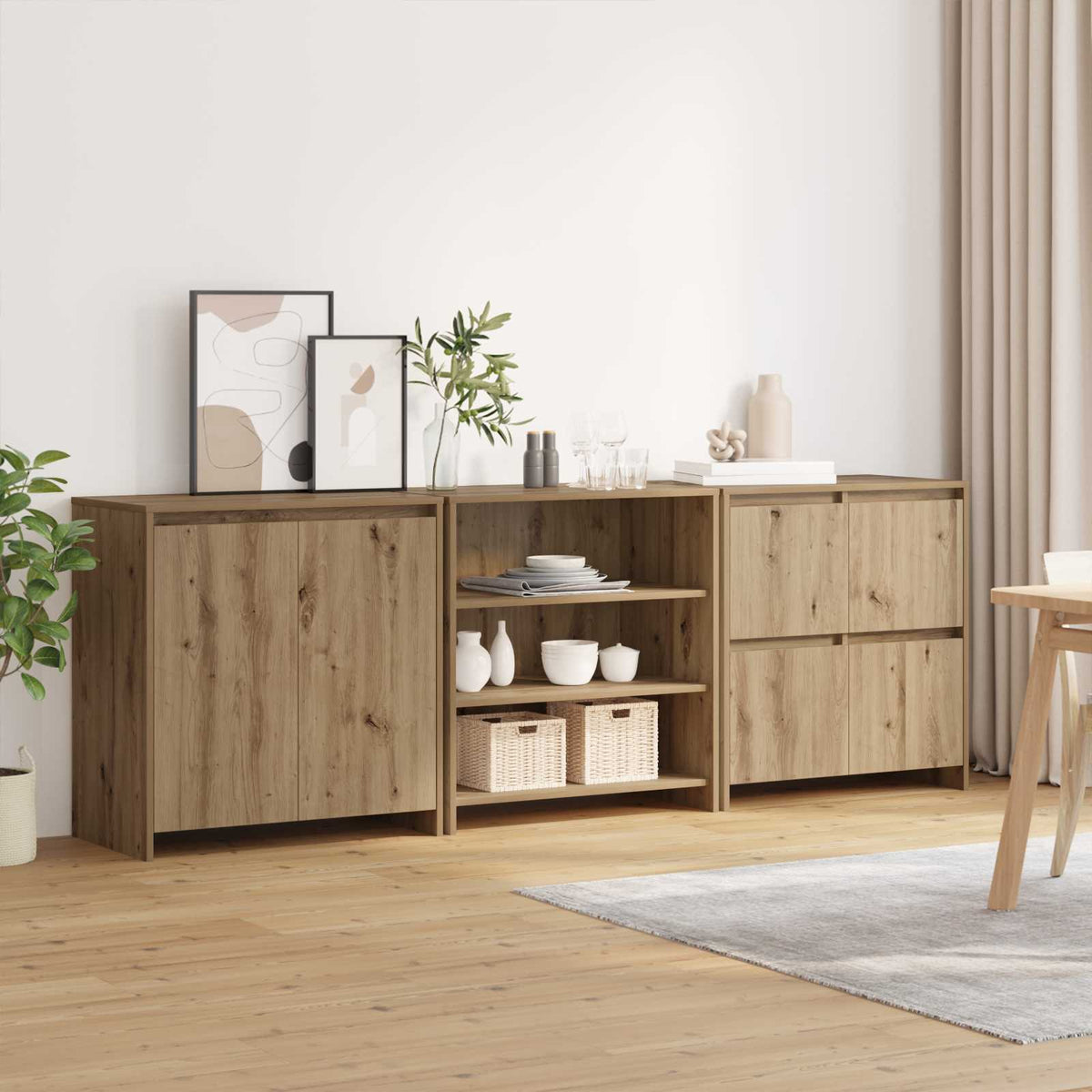 Buffet 3 pc Chêne artisanal 70 x 41 x 75 cm Bois d'ingénierie - XIOS