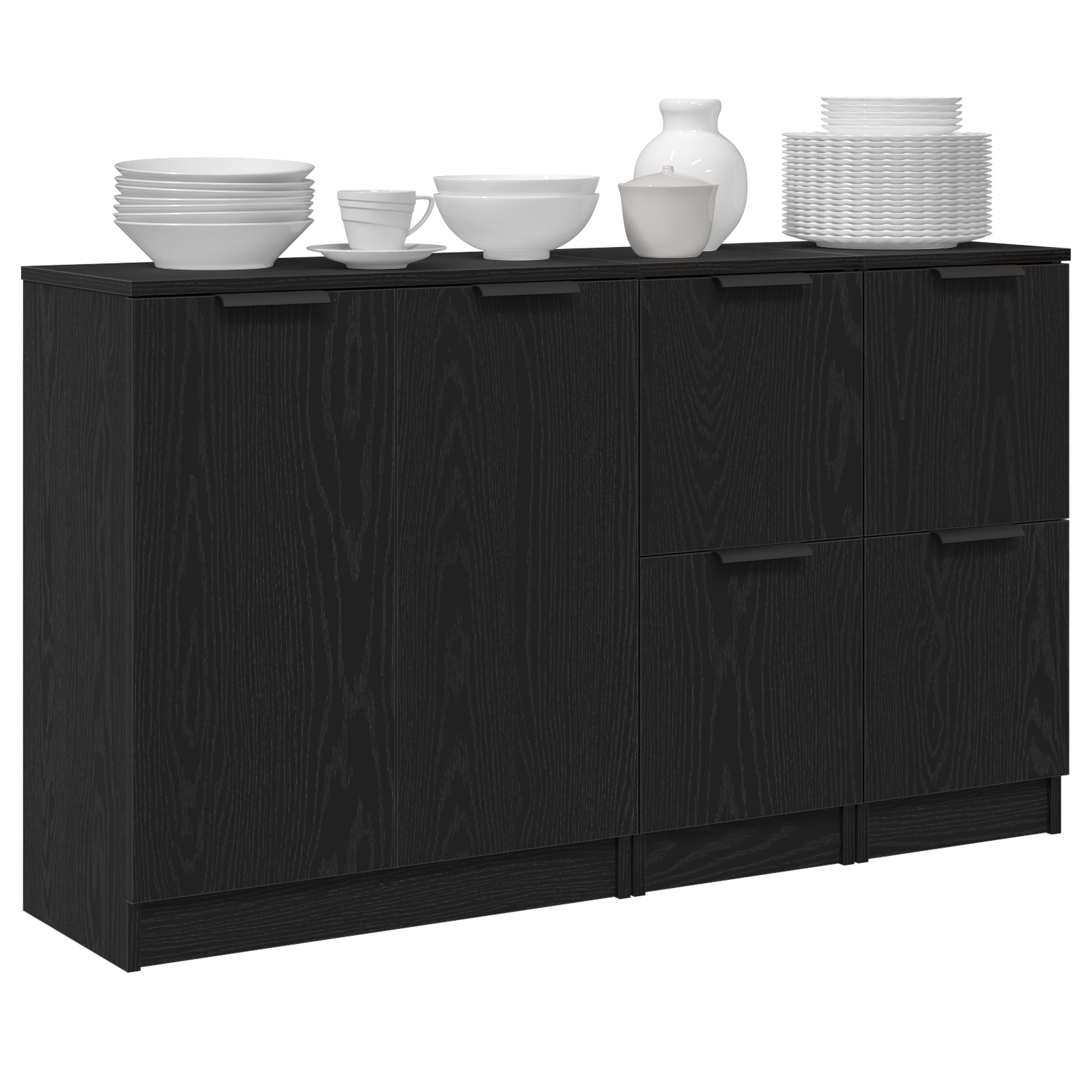 Buffet 3 pc Chêne noir 120 x 30 x 70 cm Bois d'ingénierie - XIOS