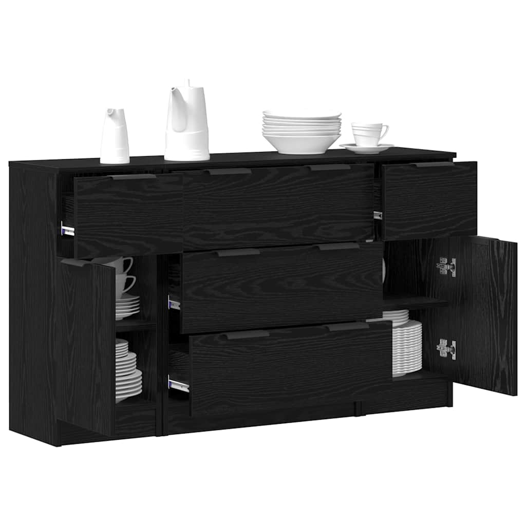 Buffet 3 pc Chêne noir 121 x 30 x 70 cm Bois d'ingénierie - XIOS