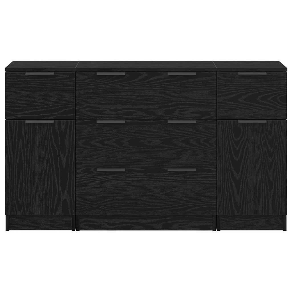 Buffet 3 pc Chêne noir 121 x 30 x 70 cm Bois d'ingénierie - XIOS