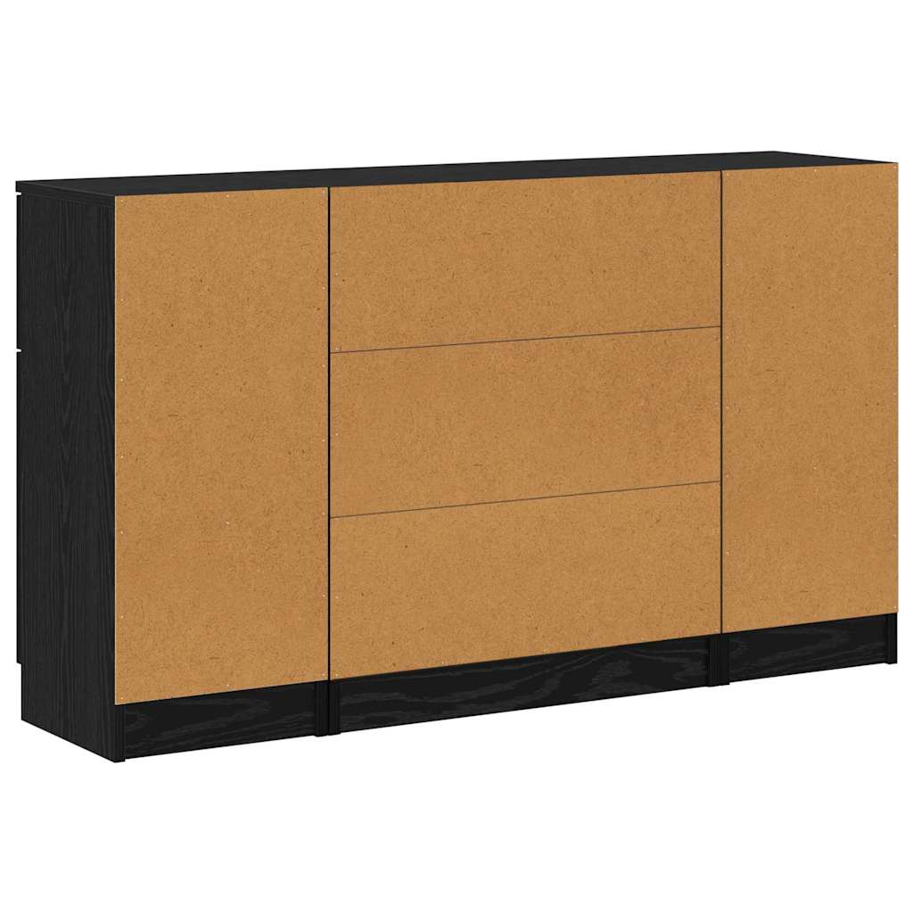 Buffet 3 pc Chêne noir 121 x 30 x 70 cm Bois d'ingénierie - XIOS