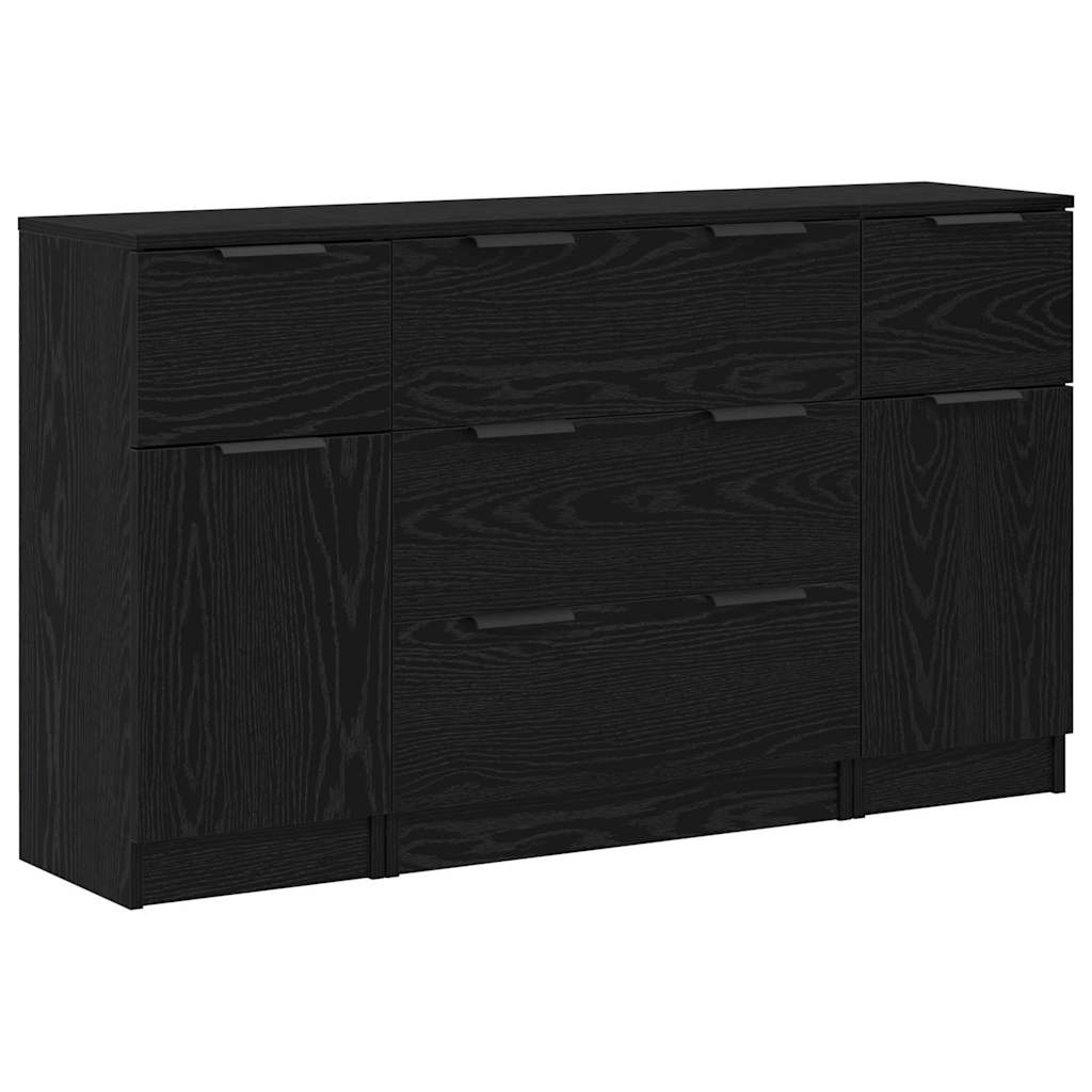 Buffet 3 pc Chêne noir 121 x 30 x 70 cm Bois d'ingénierie - XIOS