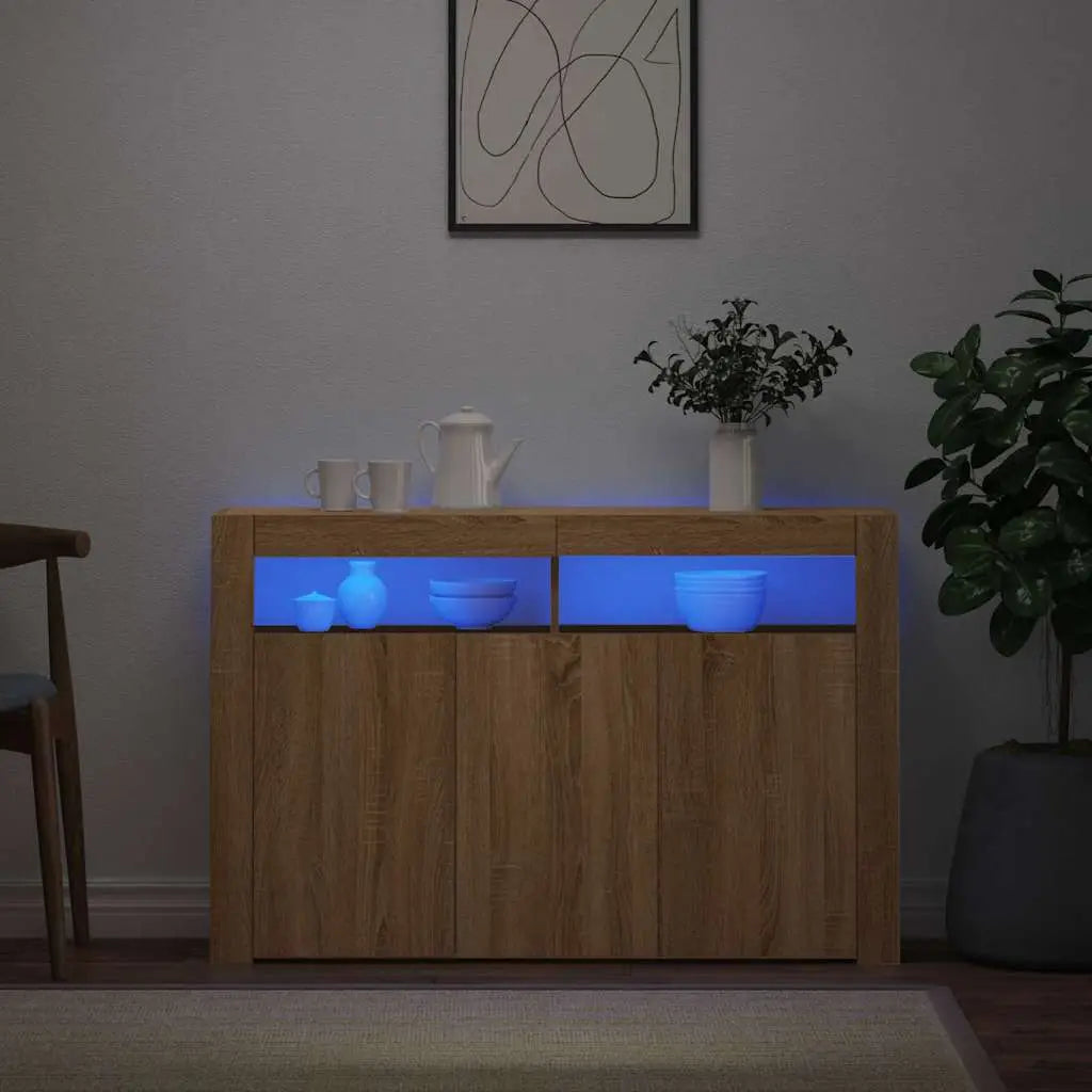 Buffet avec lumières LED chêne sonoma 115,5x30x75 cm - XIOS