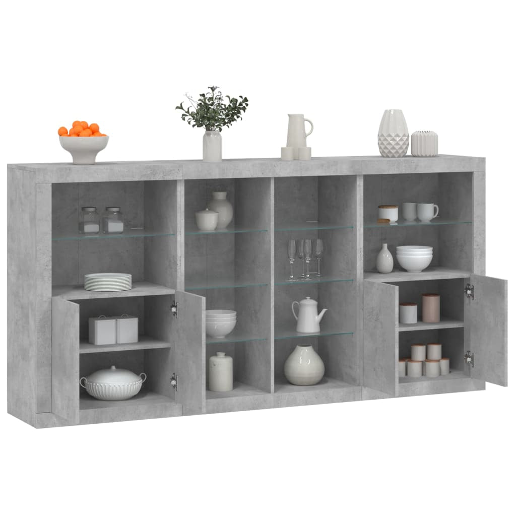 Buffet avec lumières LED gris béton 202x37x100 cm - XIOS